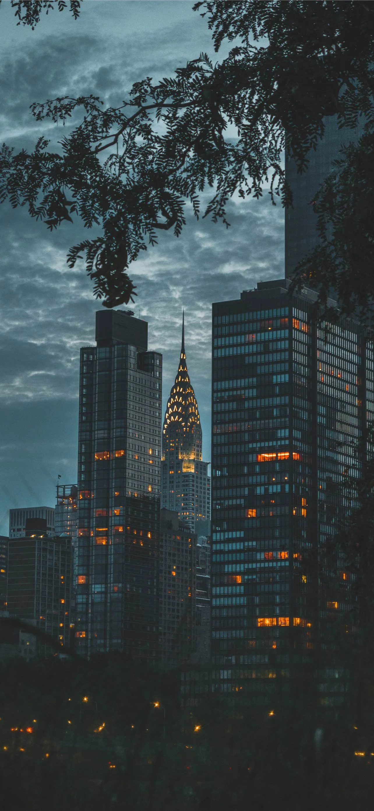 city lights at nighttime iPhone Wallpaper Free Download