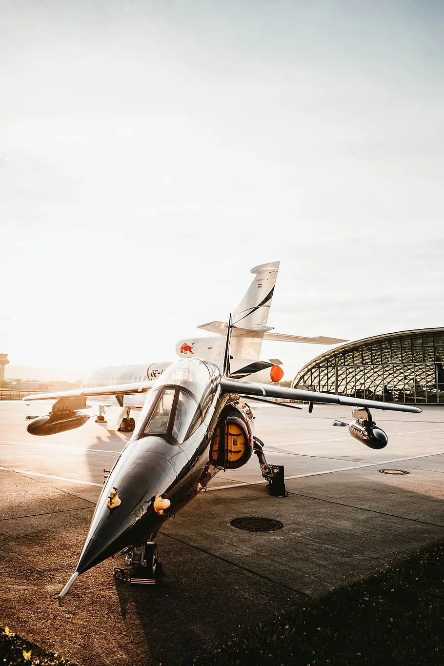 plane, jet, airplane, airport, sunlight, glow, bokeh, blur