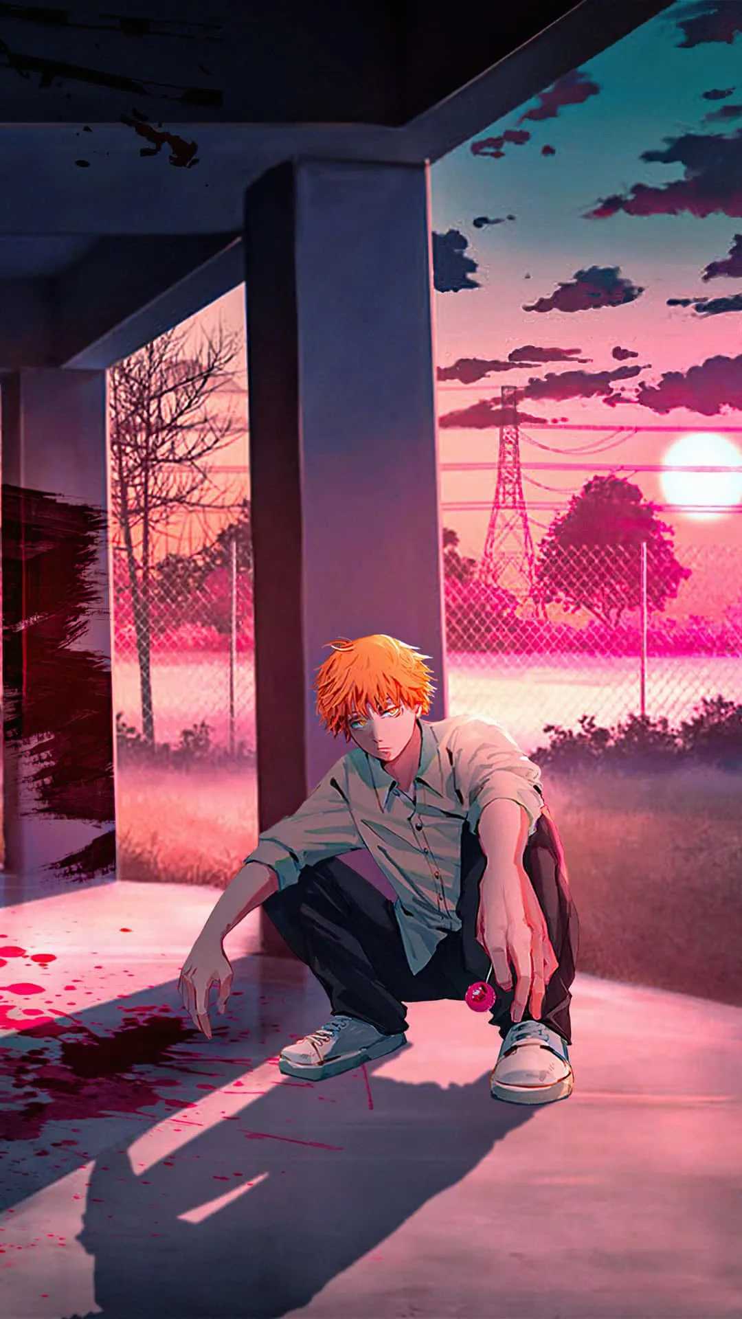 Download Chainsaw Man Sunset Solitude Wallpaper