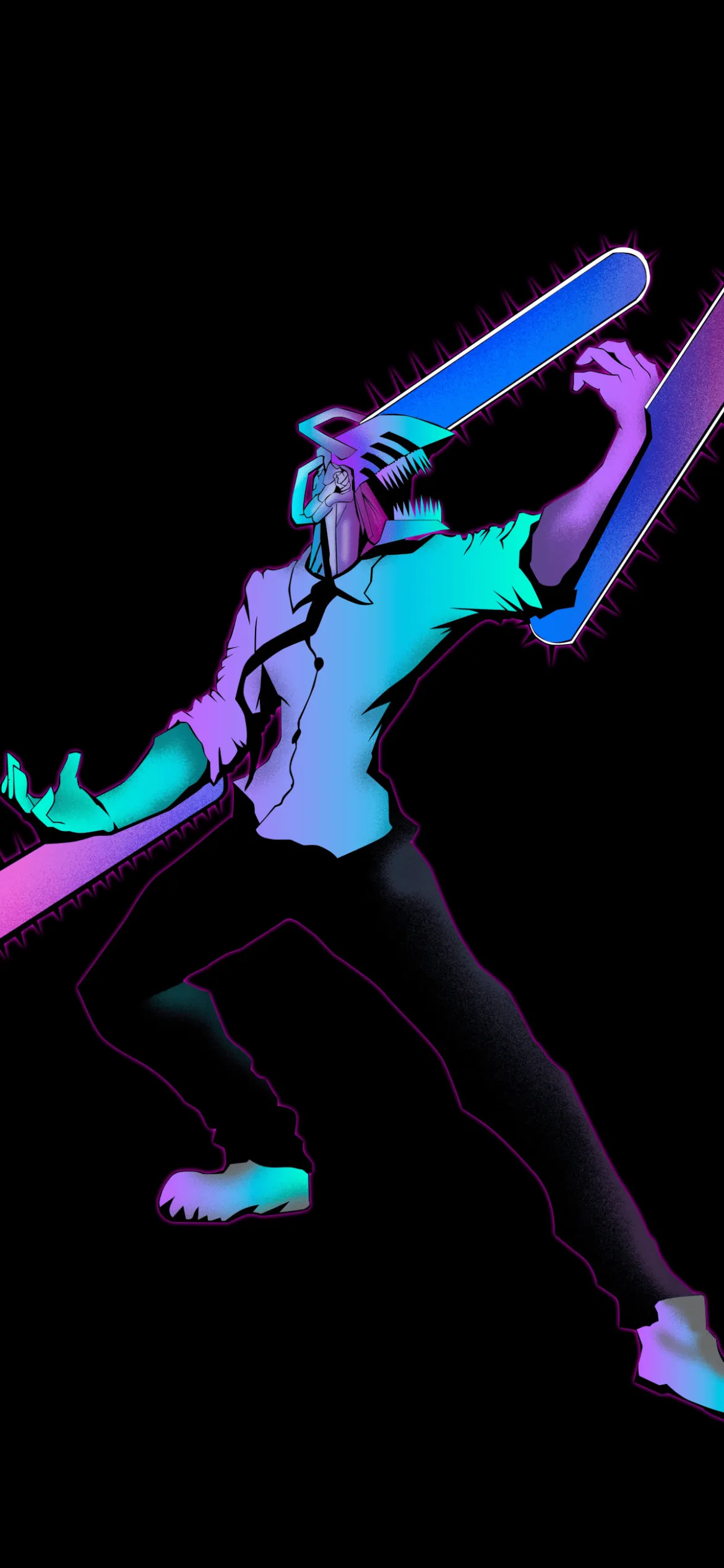 Chainsaw Man Wallpaper 4K, Neon art, Denji, Dark background