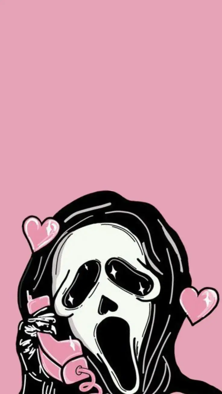 Ghost With A Pink Phone Baby Pink Girly Best Halloween Fall Seasonal Autumn 2025 Wallpaper For IPhone And Android