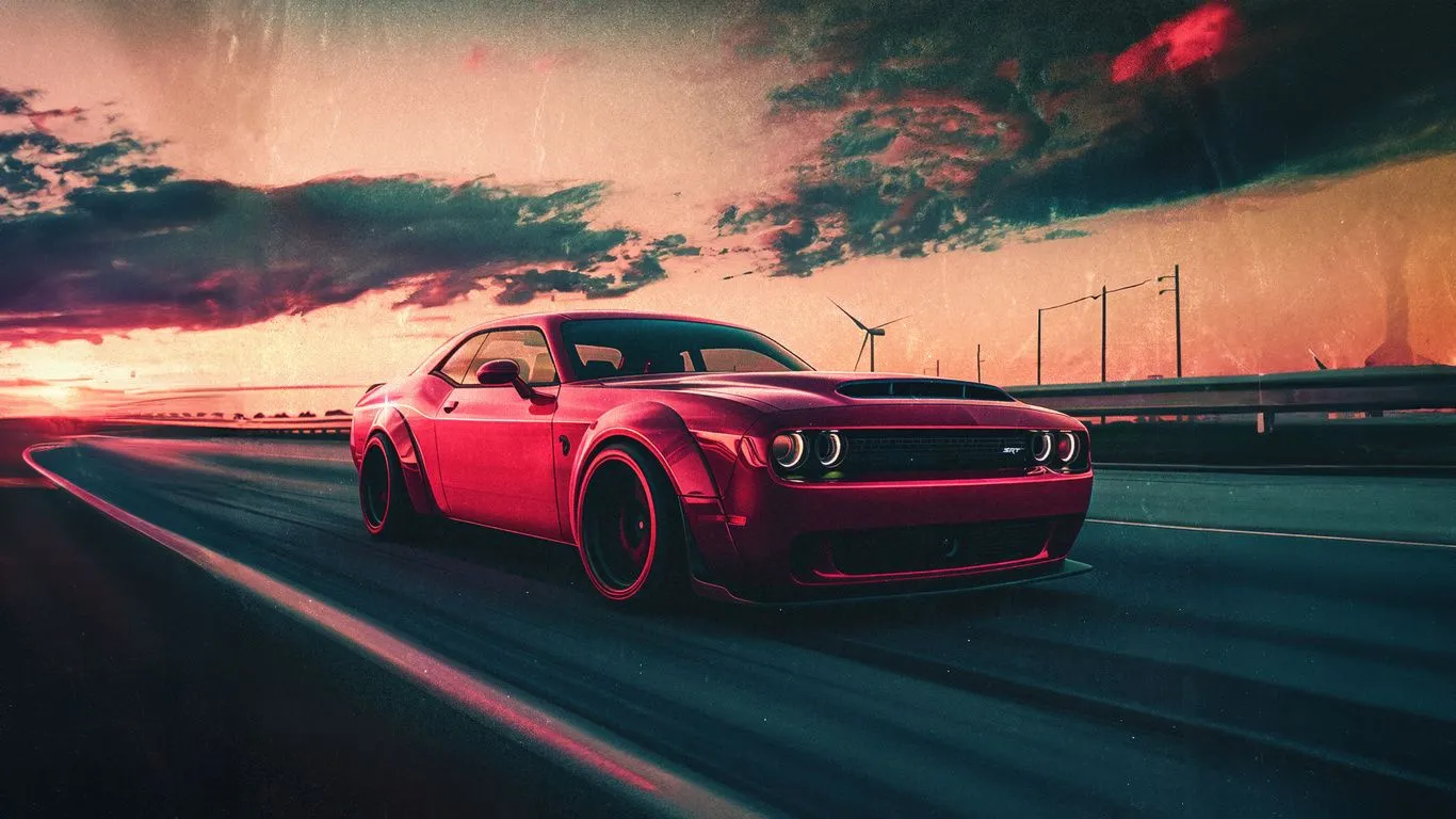 Red Dodge Challenger On Road Laptop HD , HD 4k Wallpaper Image, Background, Photos and Picture