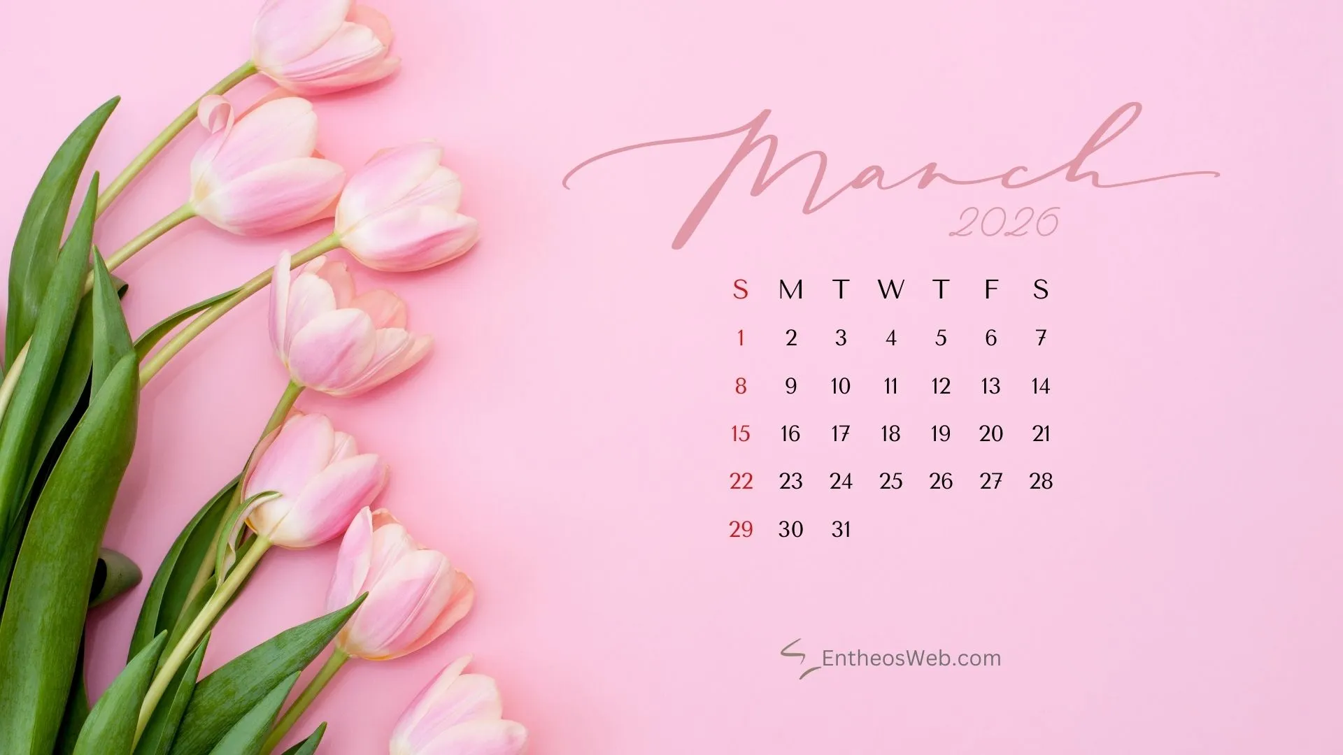 March Desktop Wallpaper Calendars 2026