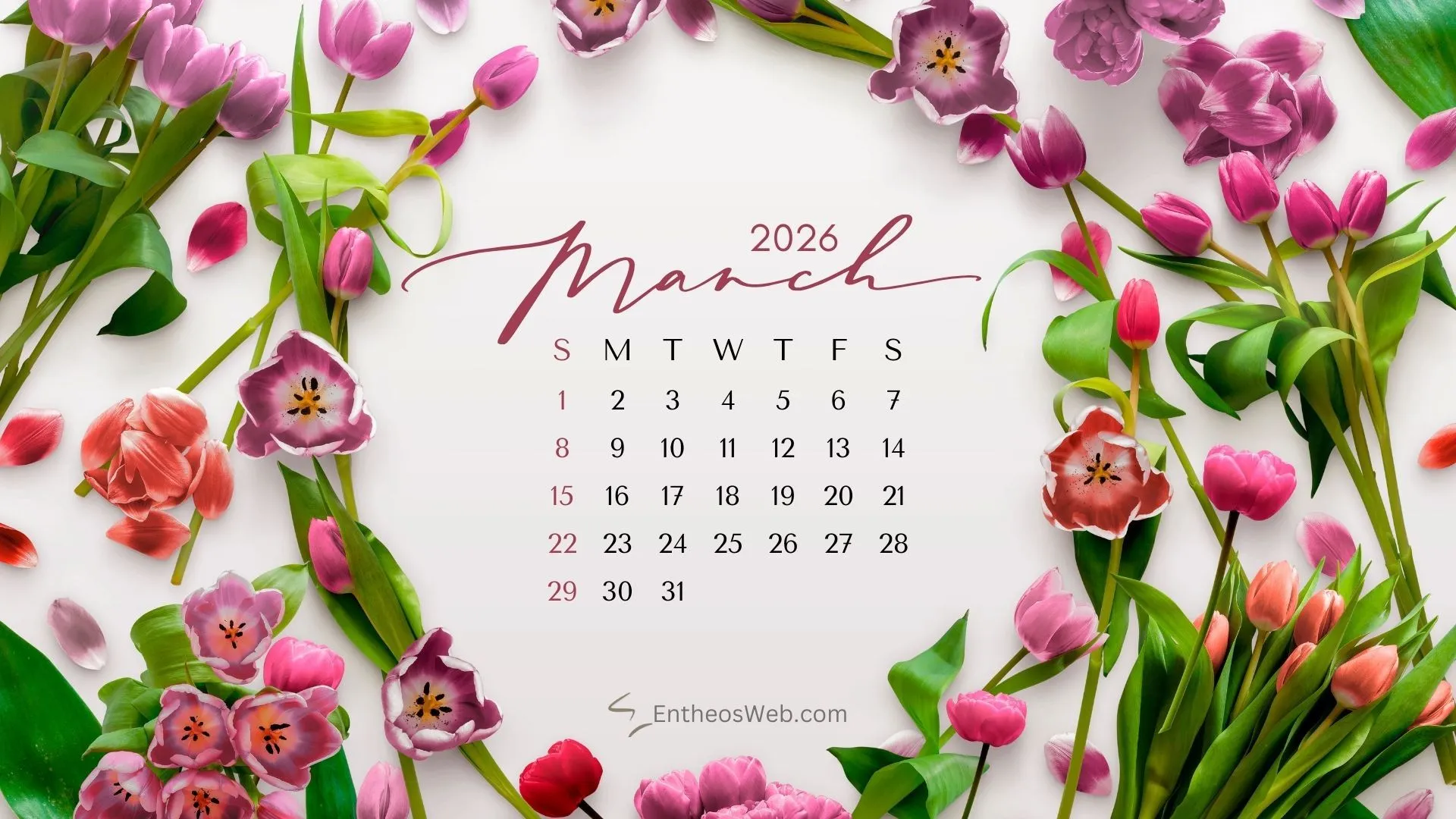 March Desktop Wallpaper Calendars 2026
