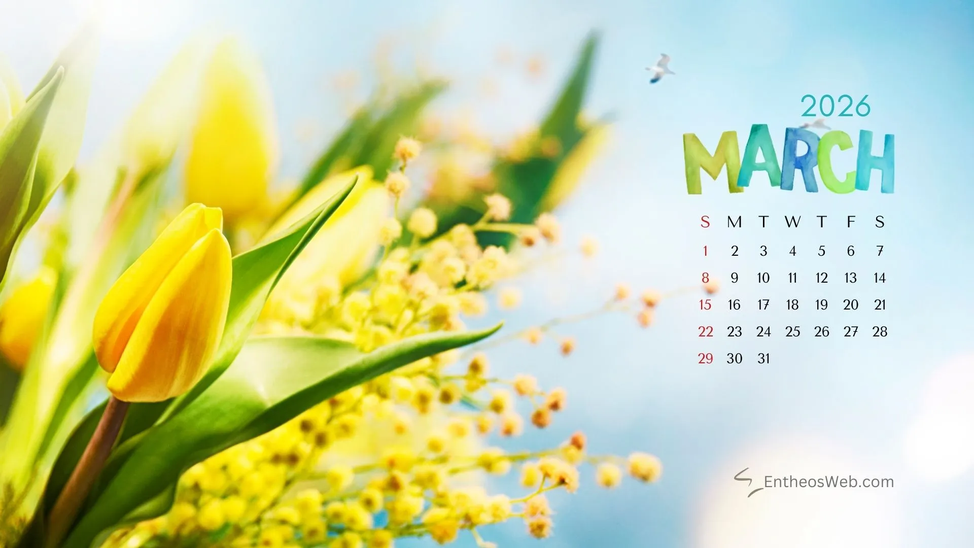 March Desktop Wallpaper Calendars 2026