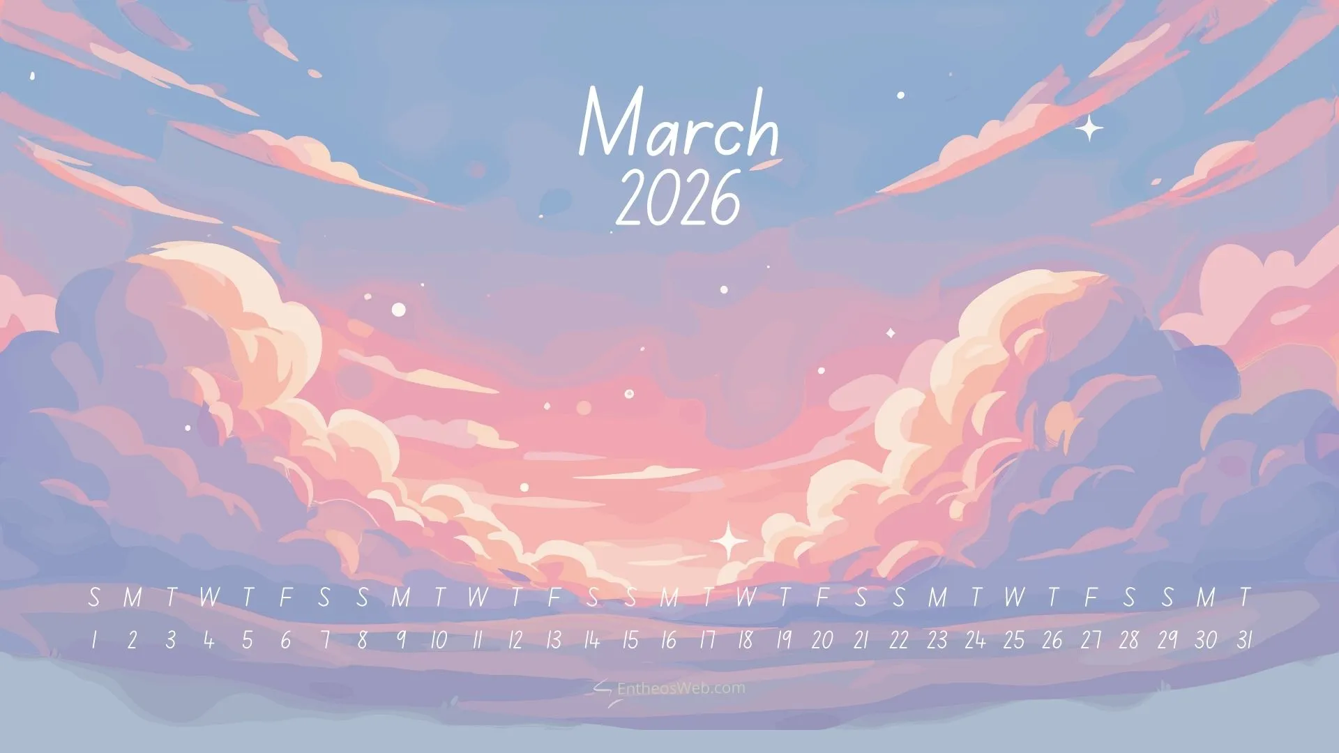 March 2026 Calendar Desktop Wallpaper EntheosWeb