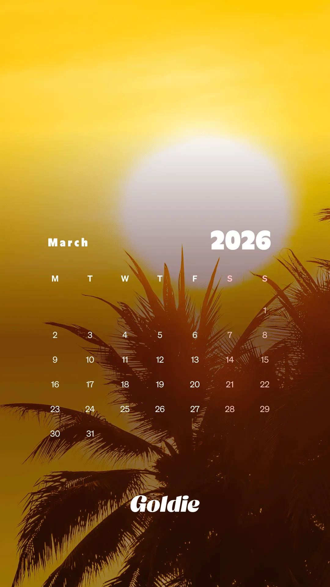 Free March 2026 Calendar Wallpaper