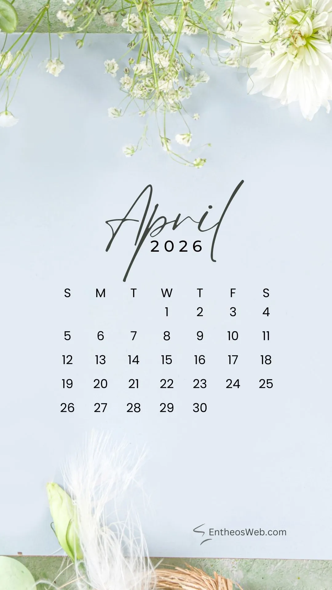April 2026 Phone Wallpaper Calendar EntheosWeb