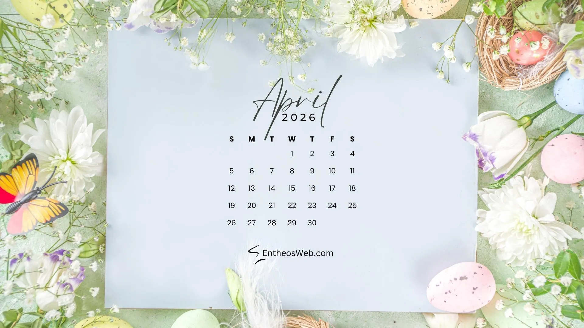 April Desktop Wallpaper Calendars for 2026
