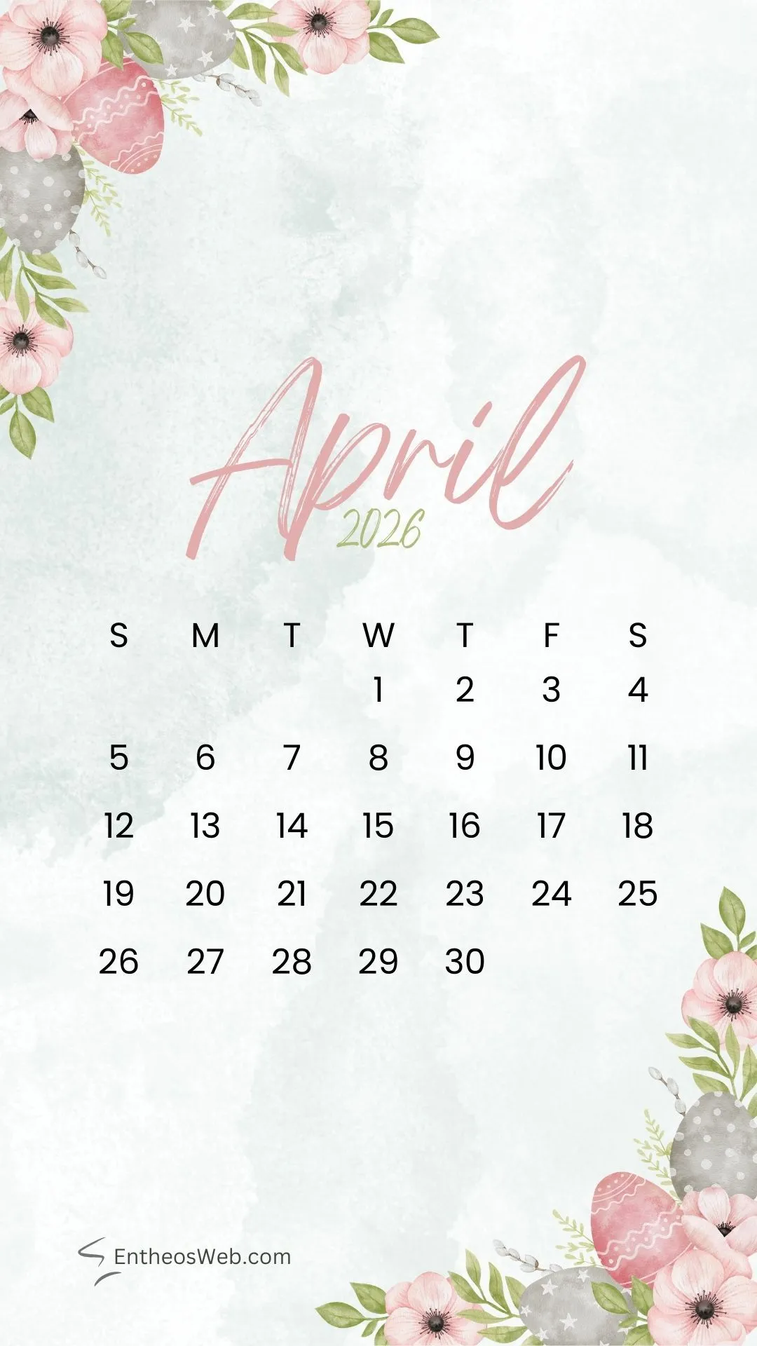 April 2026 Phone Wallpaper Calendar EntheosWeb