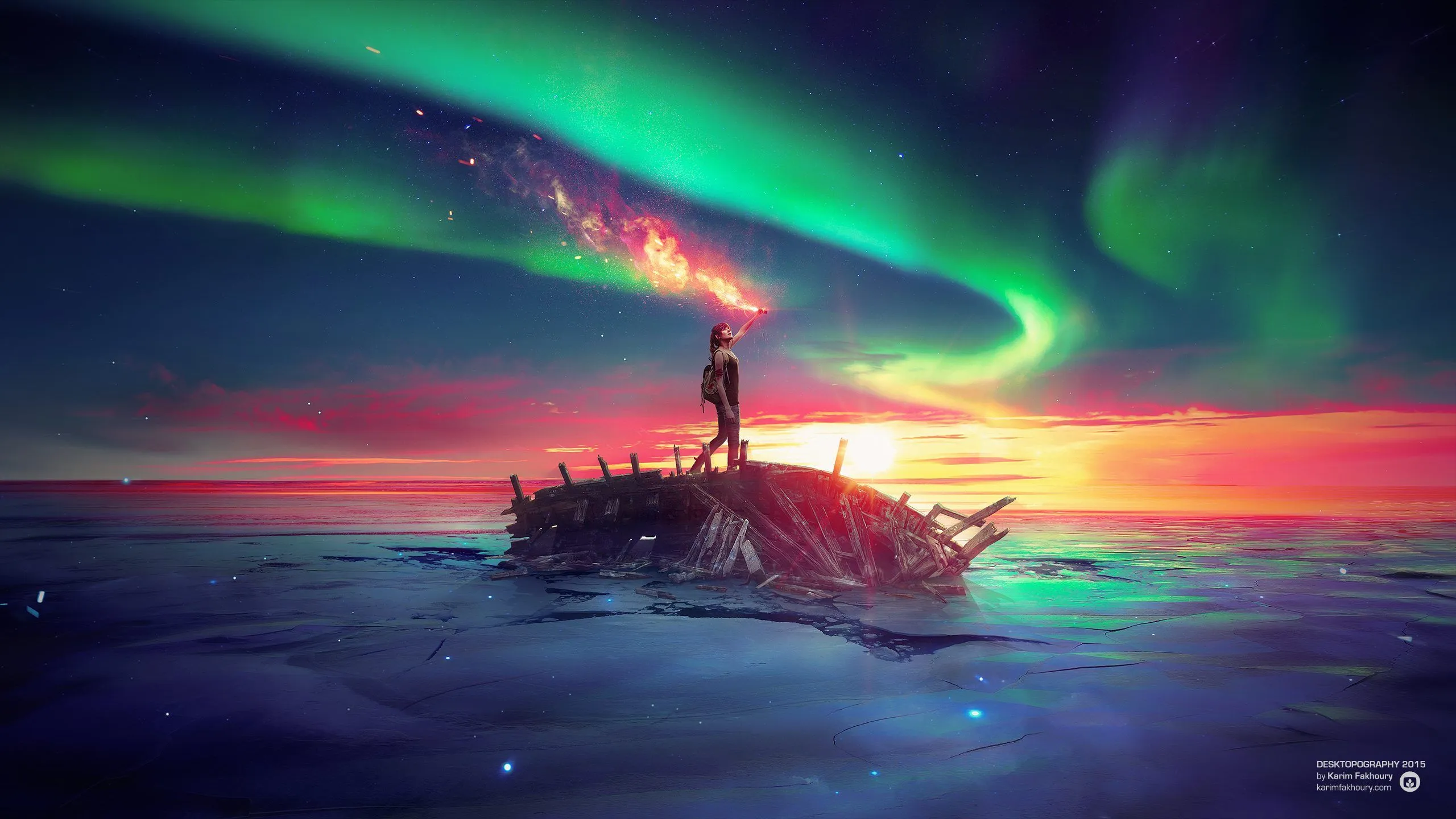 Phone wallpaper: Artistic, Desktopography, Aurora Borealis, Fantasy, Horizon, Landscape, Sky 862819