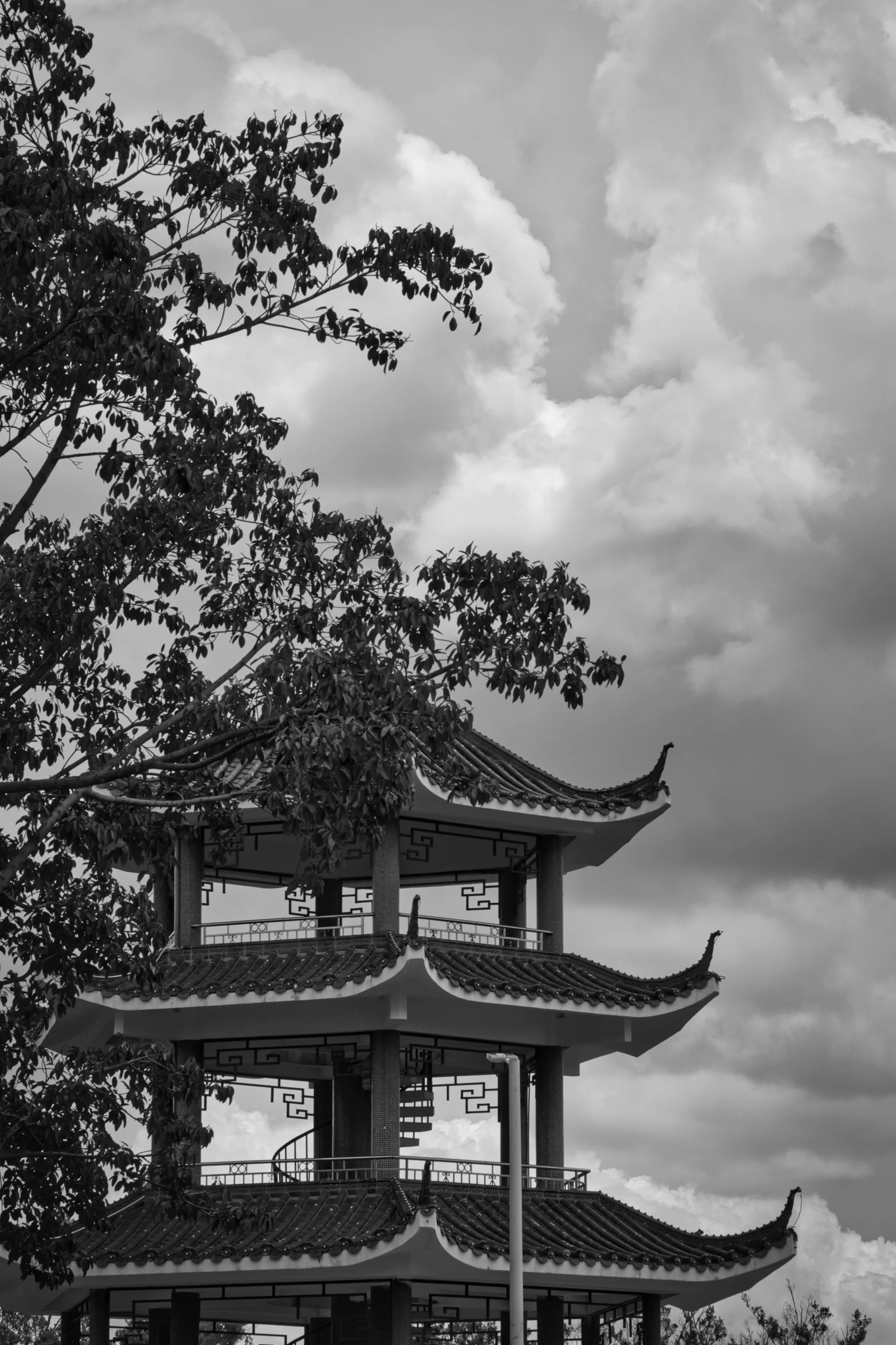 Asian Temple in Black and White · Free