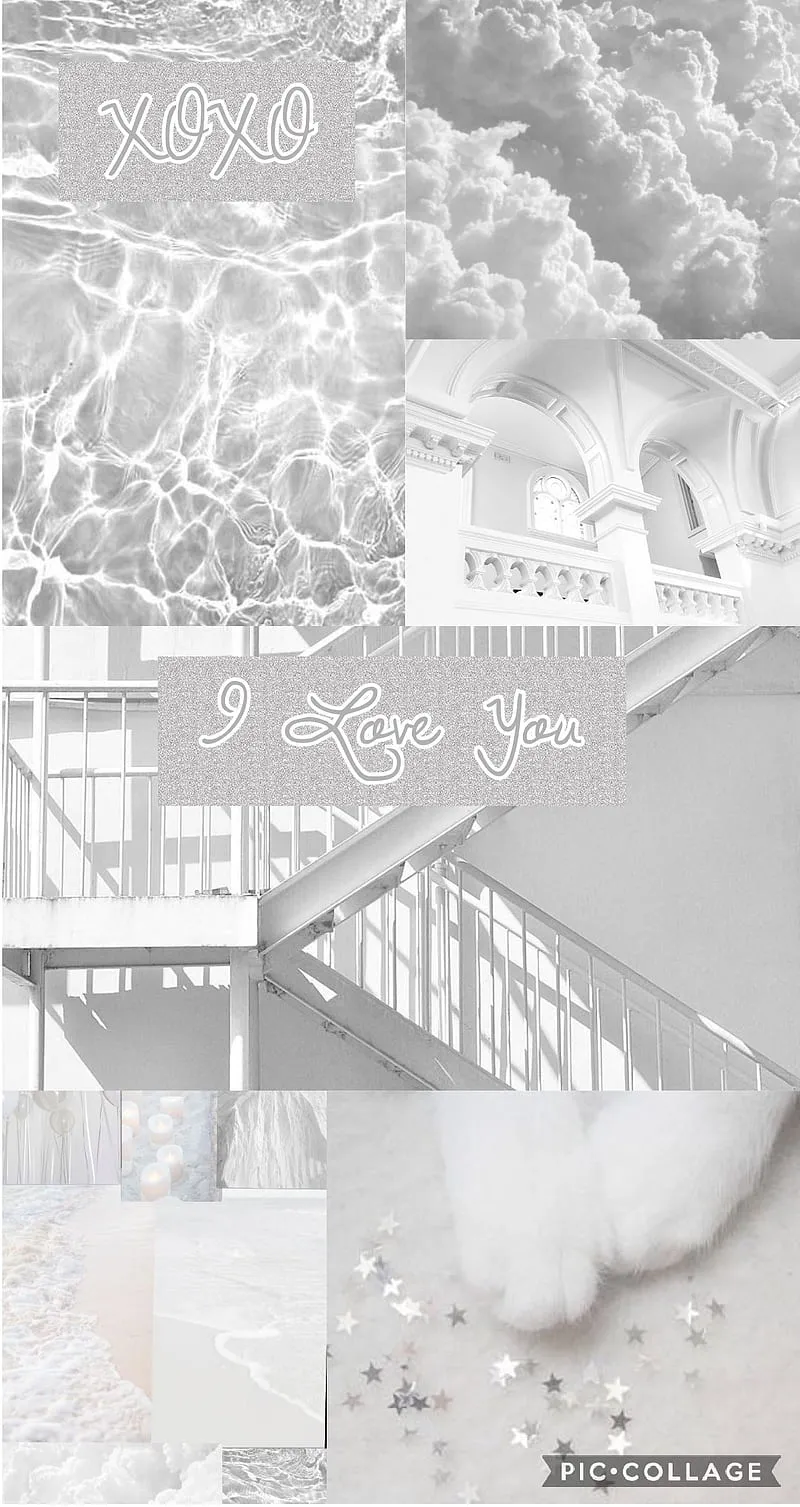 White aesthetic, clouds, glitter, gris, grey aesthetic, i love you, light grey, HD phone wallpaper
