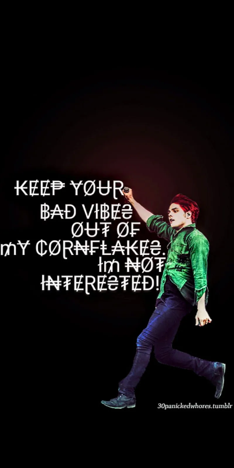 Gerard Way quote, bad vibes, cornflakes, gerard way, my chemical romance, HD phone wallpaper