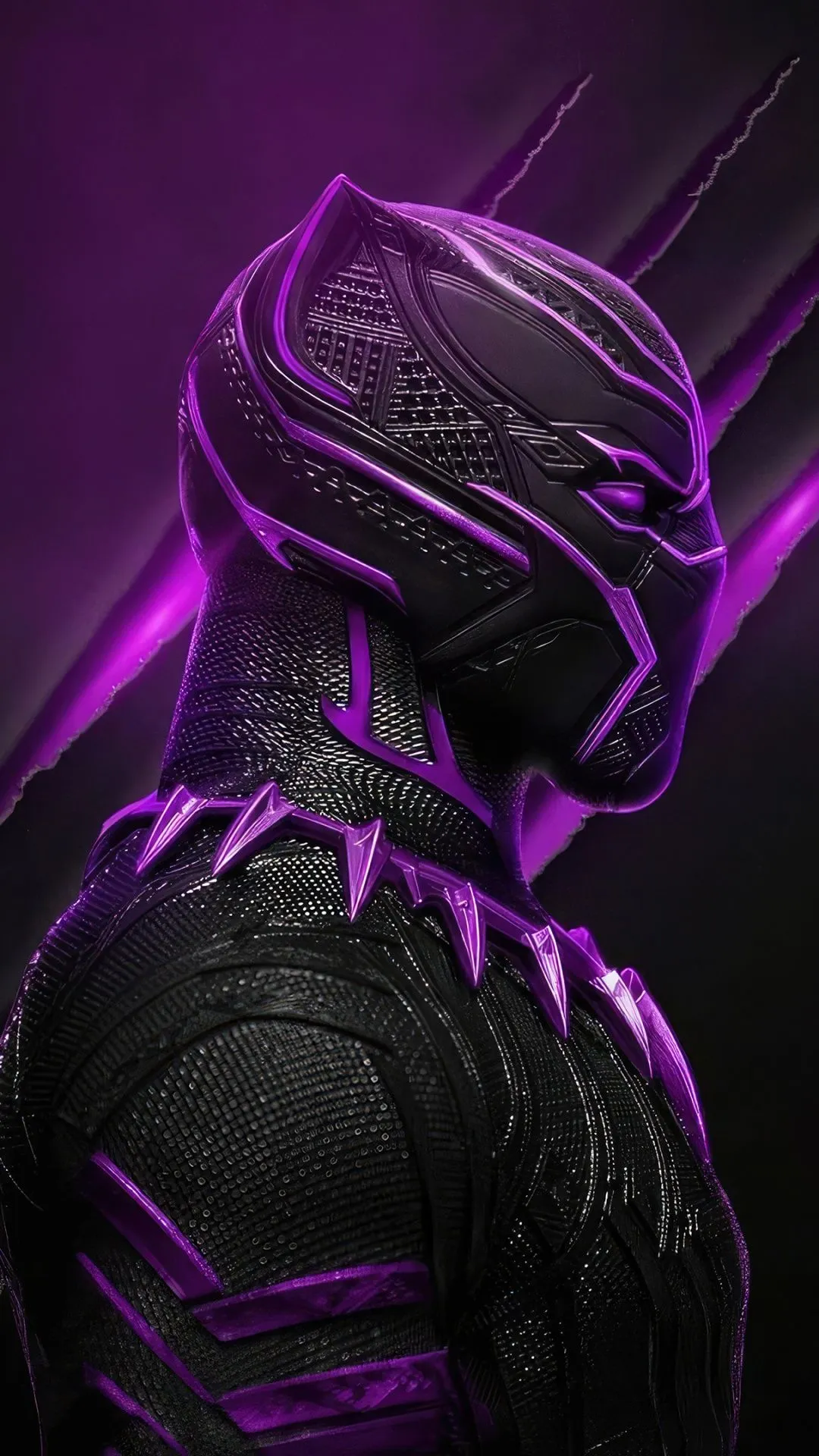 Black Panther Wallpaper 4K, Purple aesthetic, Dark background