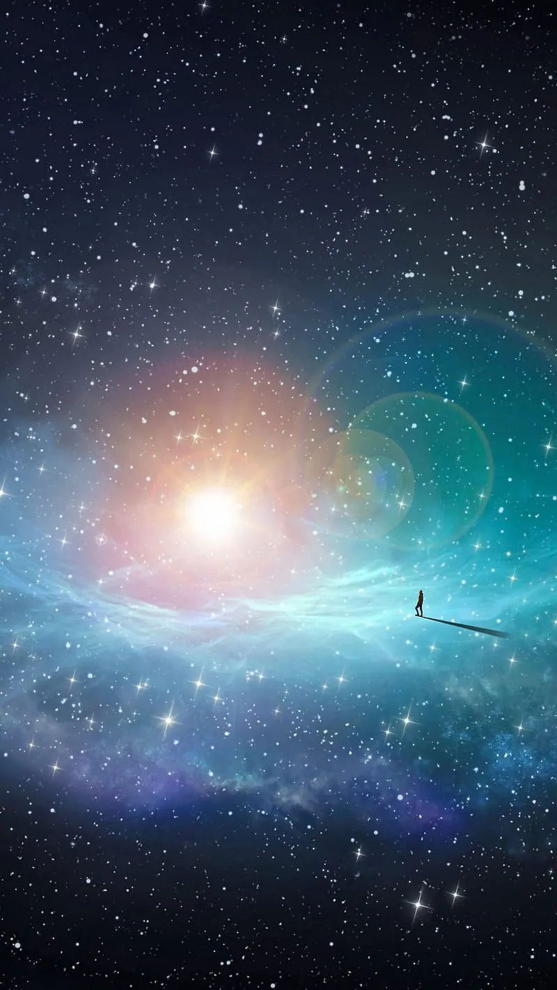 Walking on galaxy, cosmos, nebula, space, spiritual, star, stars, sun, zen, HD phone wallpaper