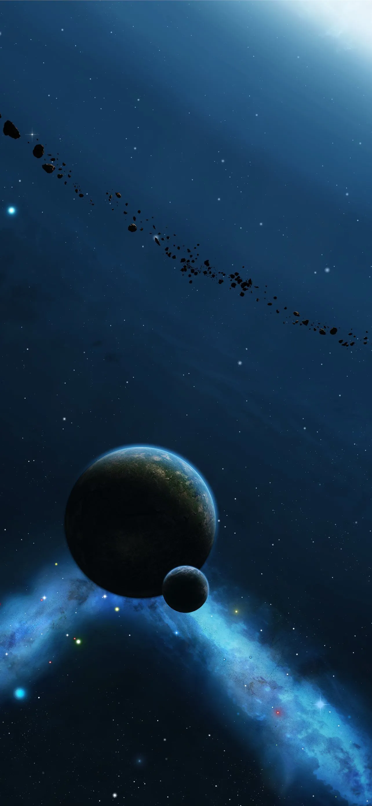 planets asteroids nebula galaxy space HD backgroun. iPhone Wallpaper Free Download