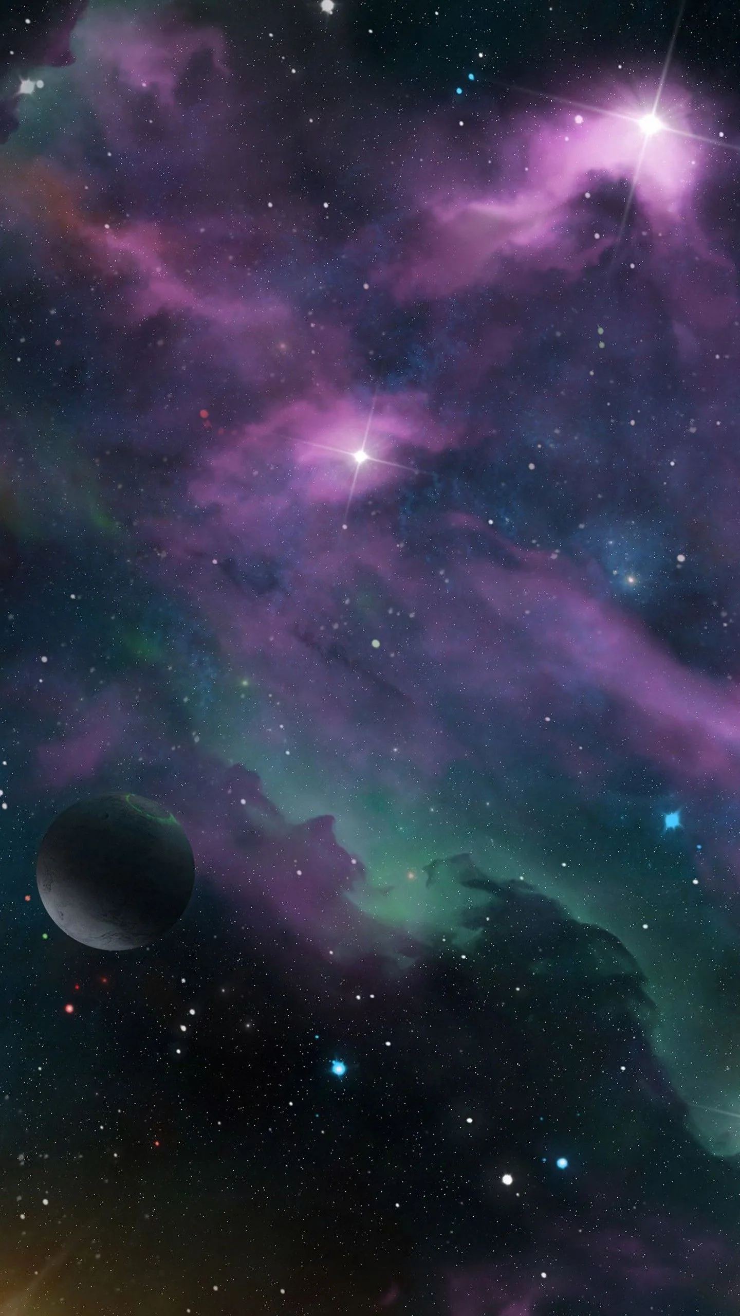 Light Purple Green Space Planets Galaxy Nebula 4K HD Space Wallpaper