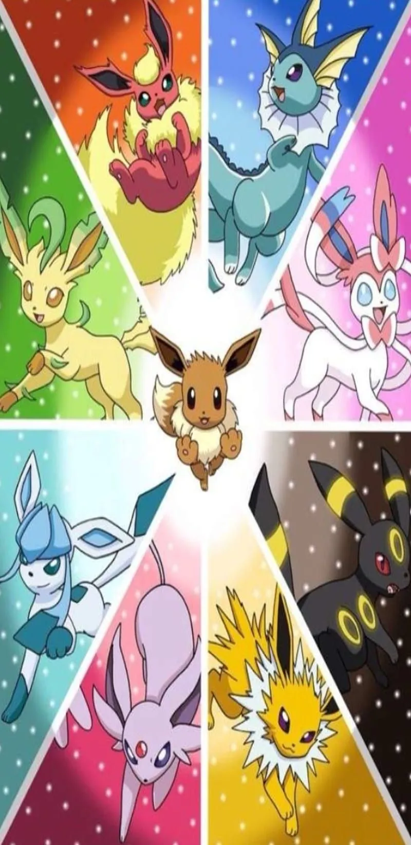 EeveeEvolution, cute, eevee, evolution, pokemon, rainbow, HD phone wallpaper