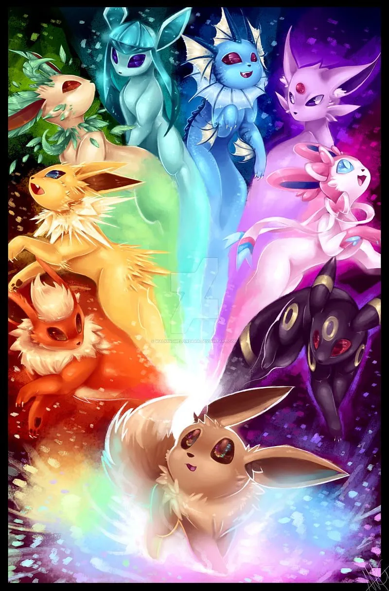 Eeveelution v3, eeveelutions, pokemon, HD phone wallpaper