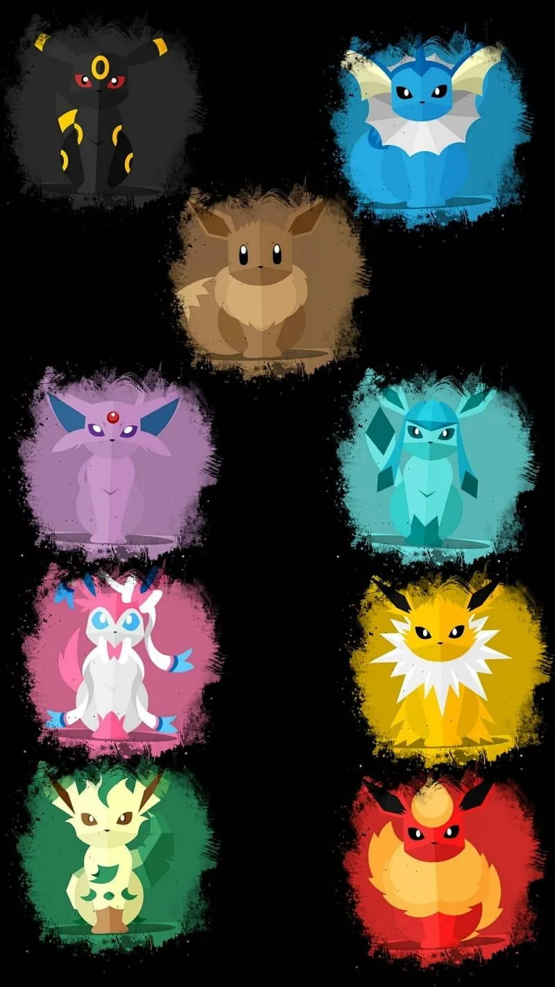 Eevee Evolutions, eevee, pokemon, HD phone wallpaper
