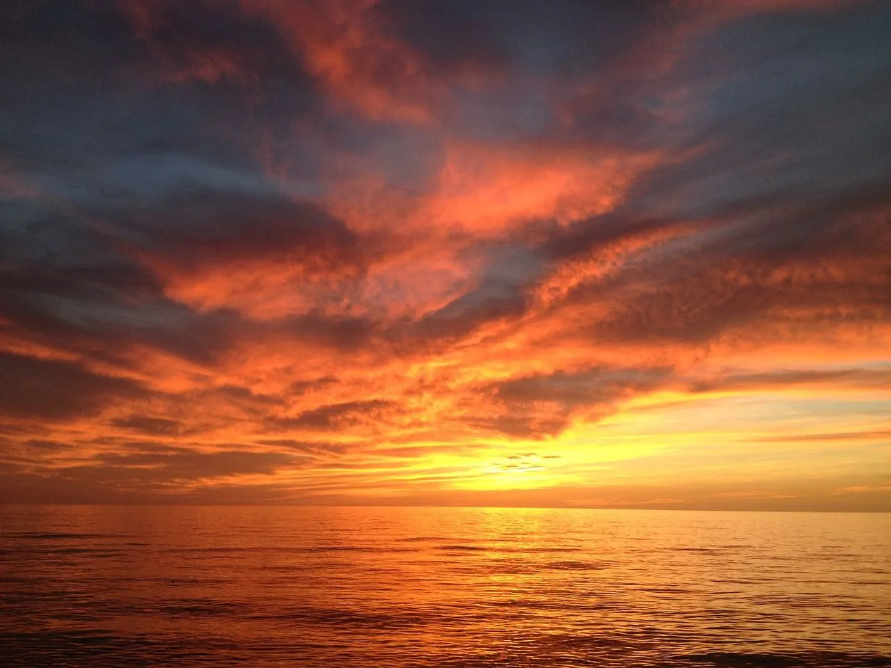 Download free photo of Sunset, red sky, ocean, dramatic sky, evening