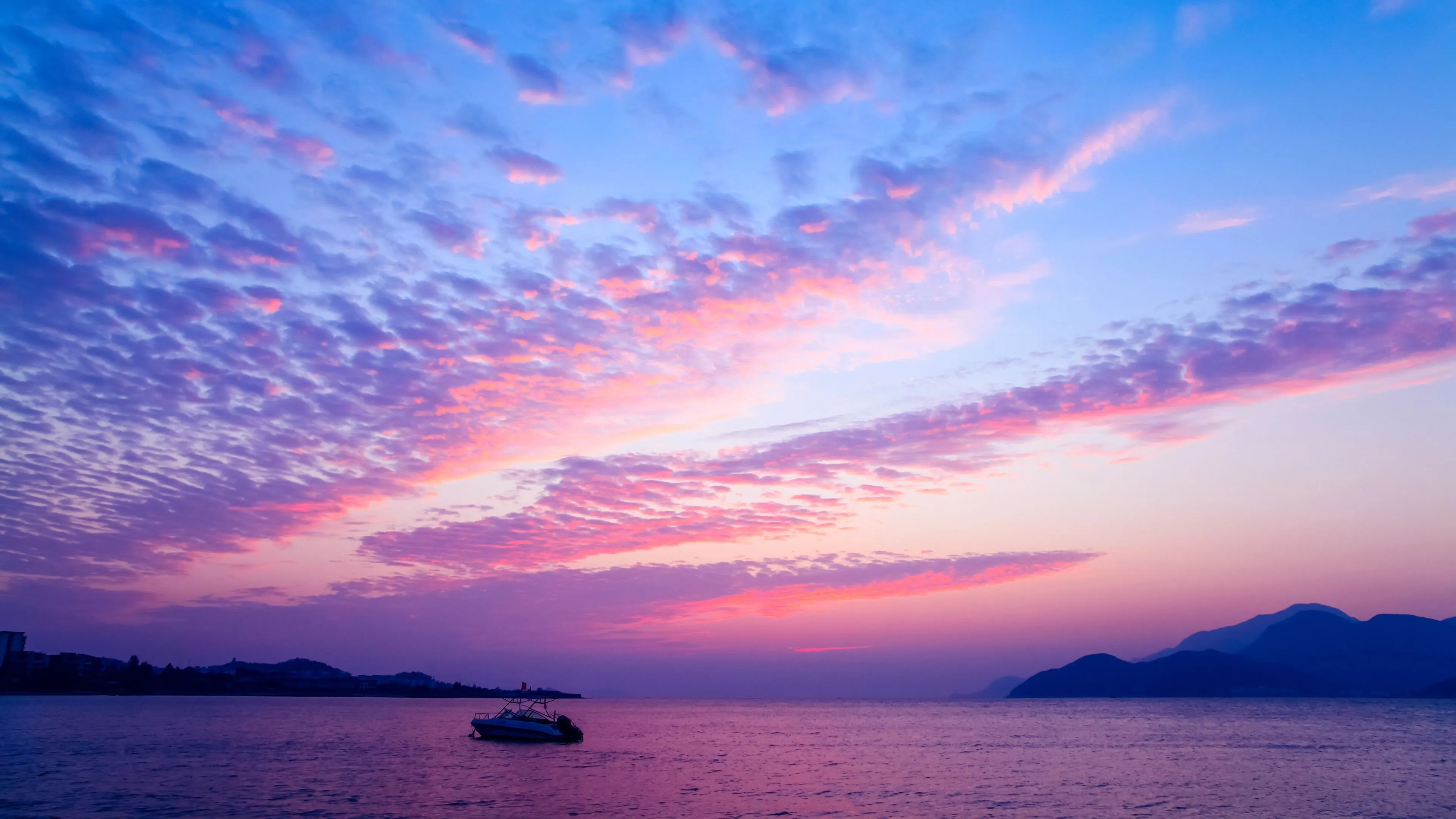 Lake fishing sunset red sky landscape