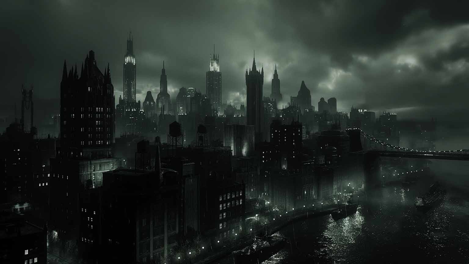 Gotham City Night View Desktop Wallpaper Wallpaper 4K