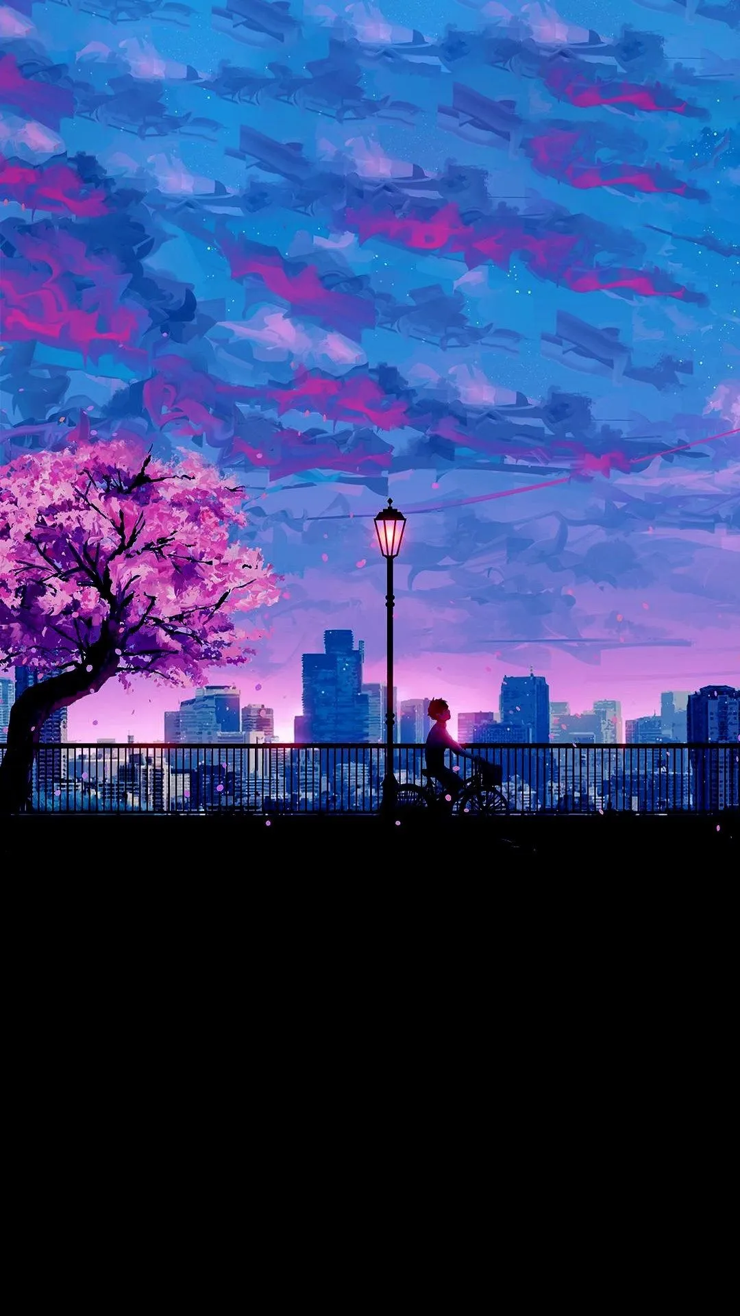 Evening cycling art mobile wallpaper Mobile Walls