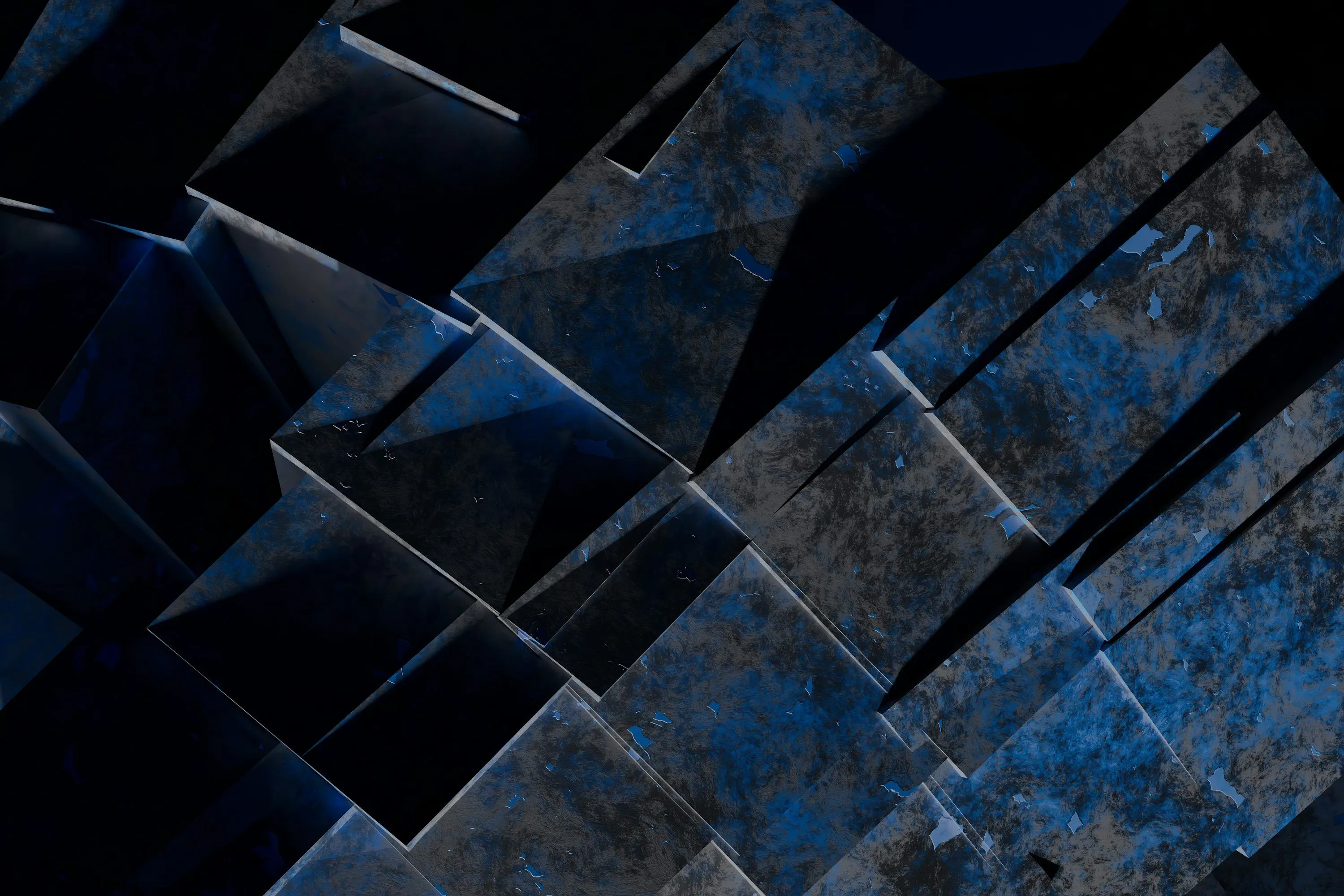 Abstract geometric pattern of dark blue cubes photo