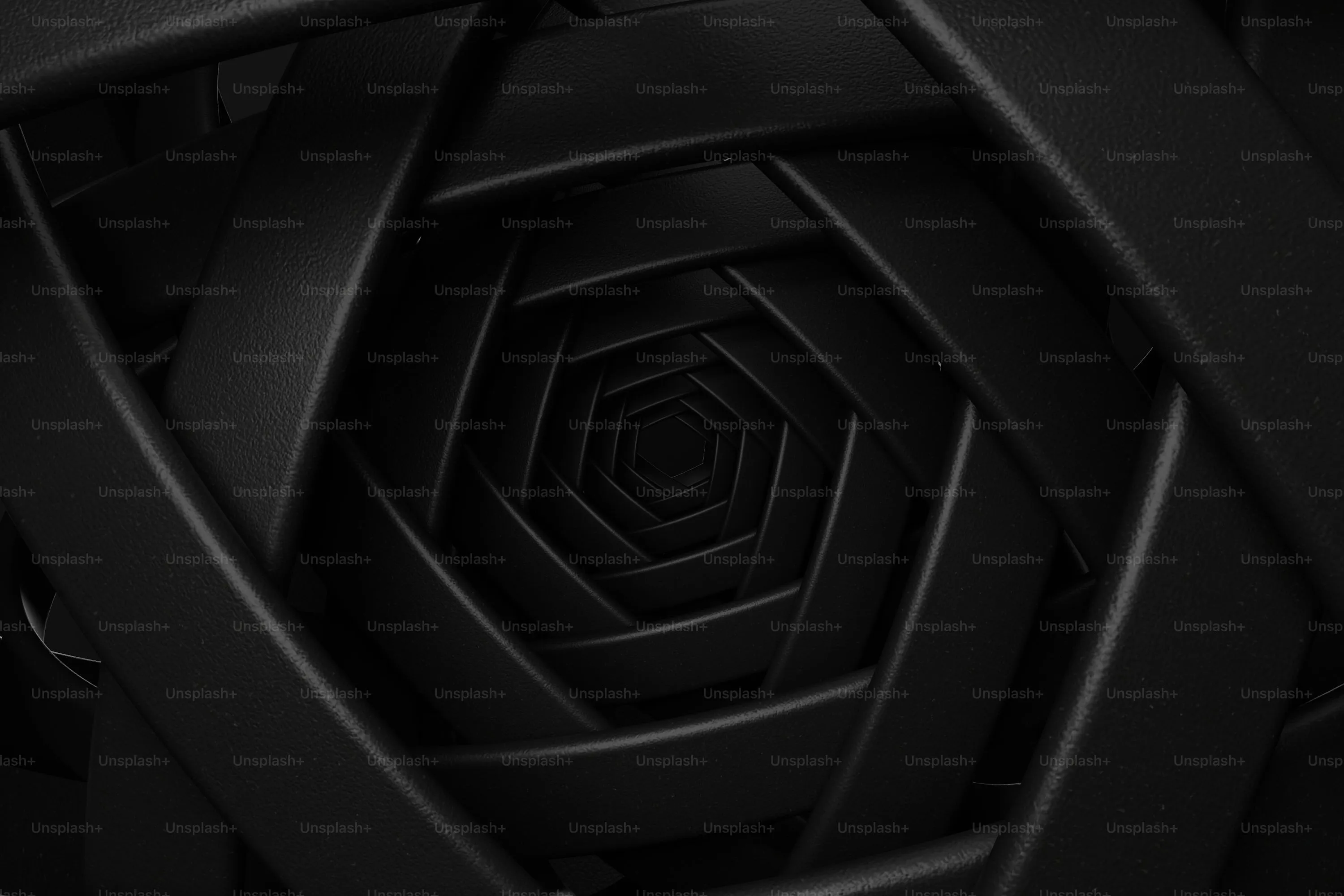 Abstract dark geometric tunnel with hexagonal pattern photo