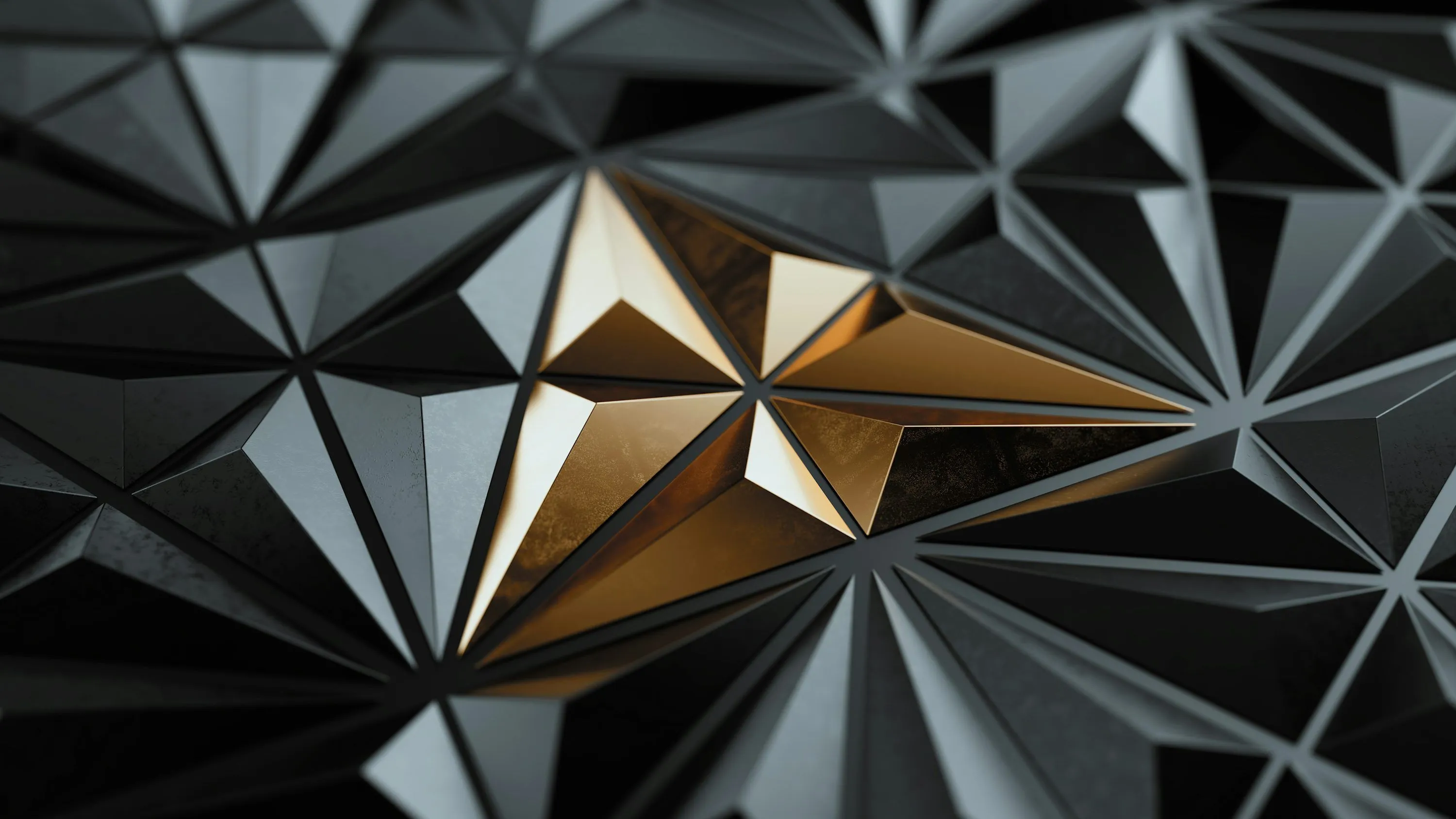 Geometric gold starburst on dark background photo