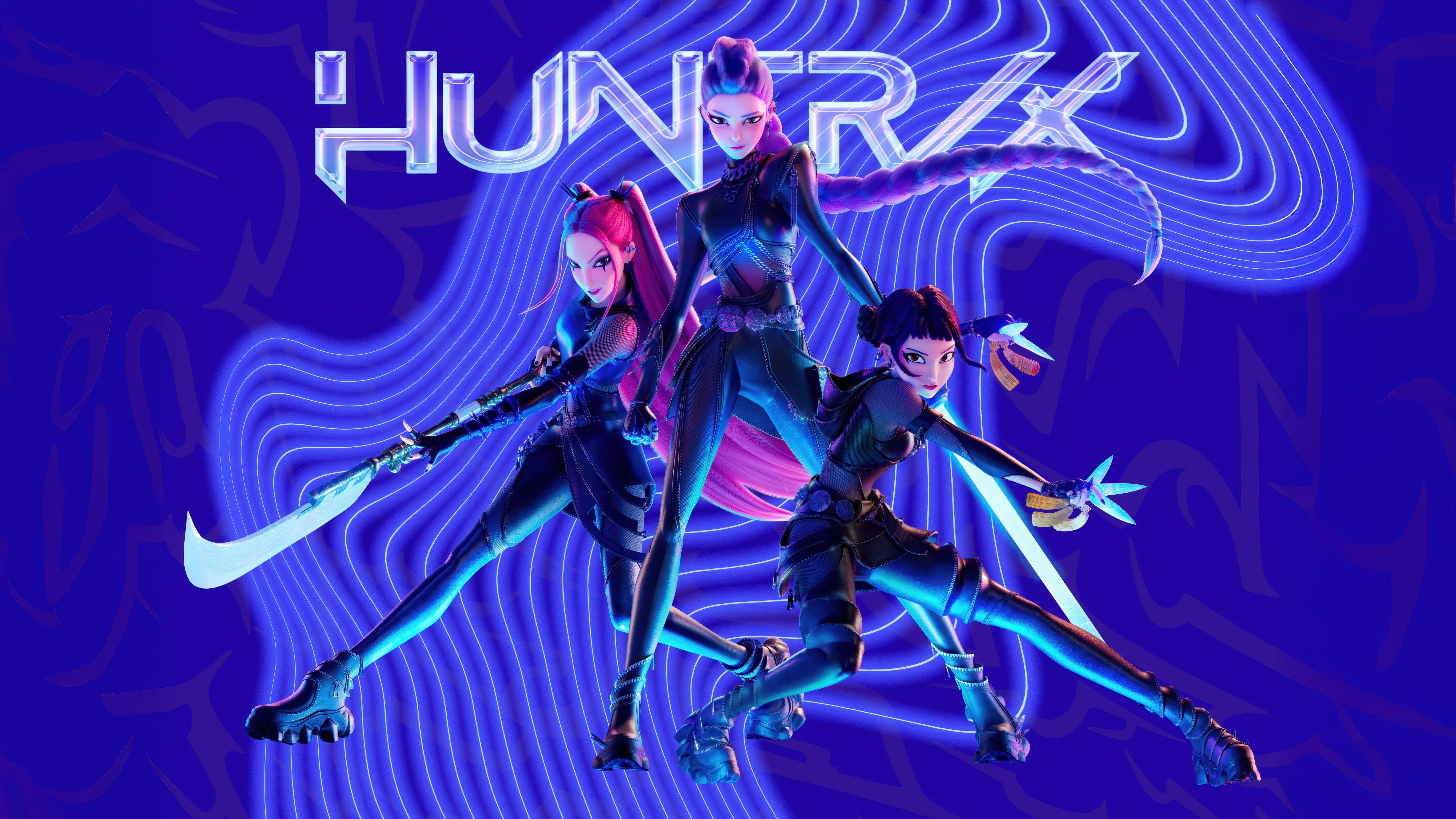 KPop Demon Hunters Wallpaper 4K, Blue aesthetic, 5K
