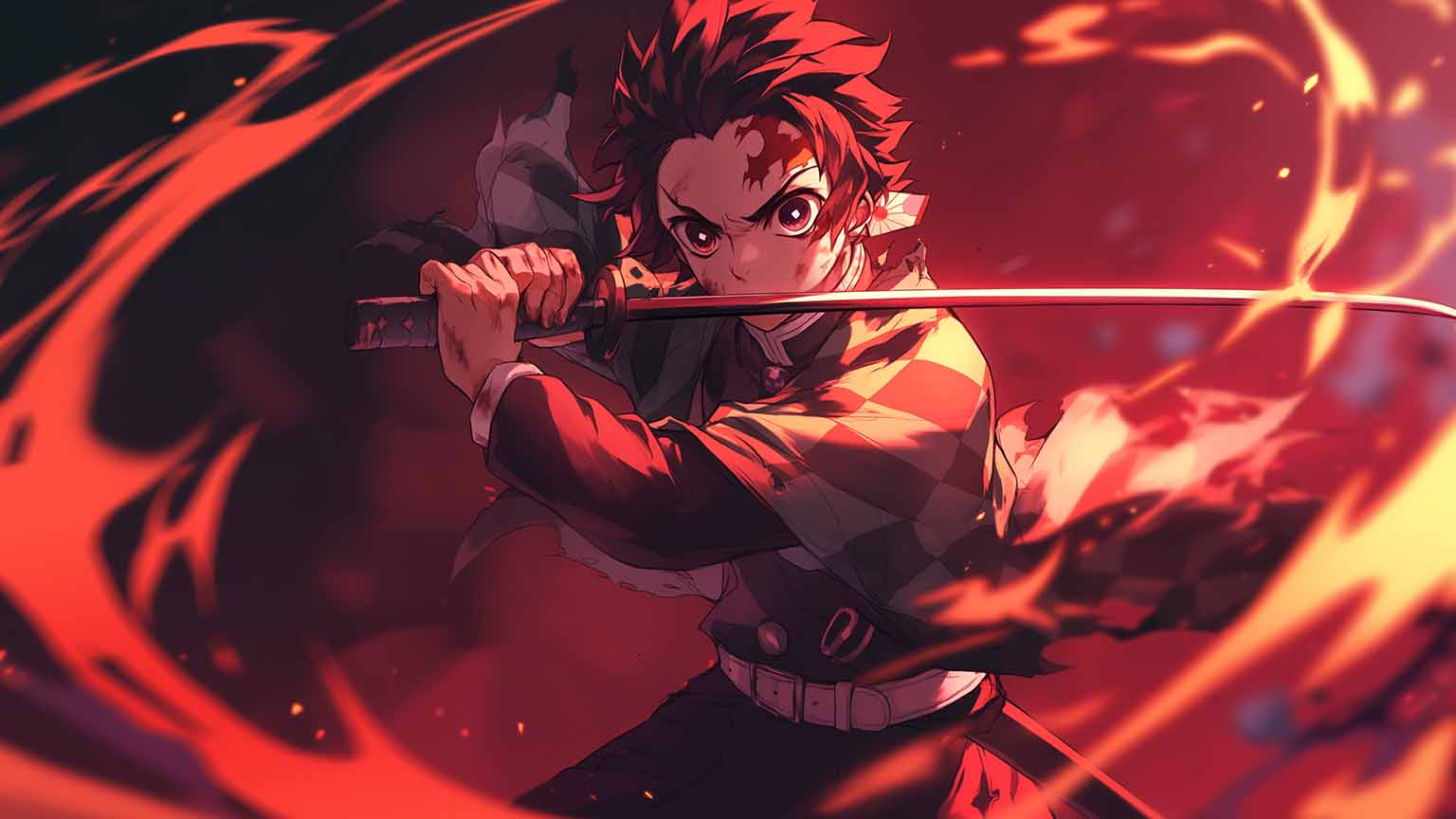 Free Demon Slayer Tanjiro Burning Spirit Desktop Wallpaper 4K