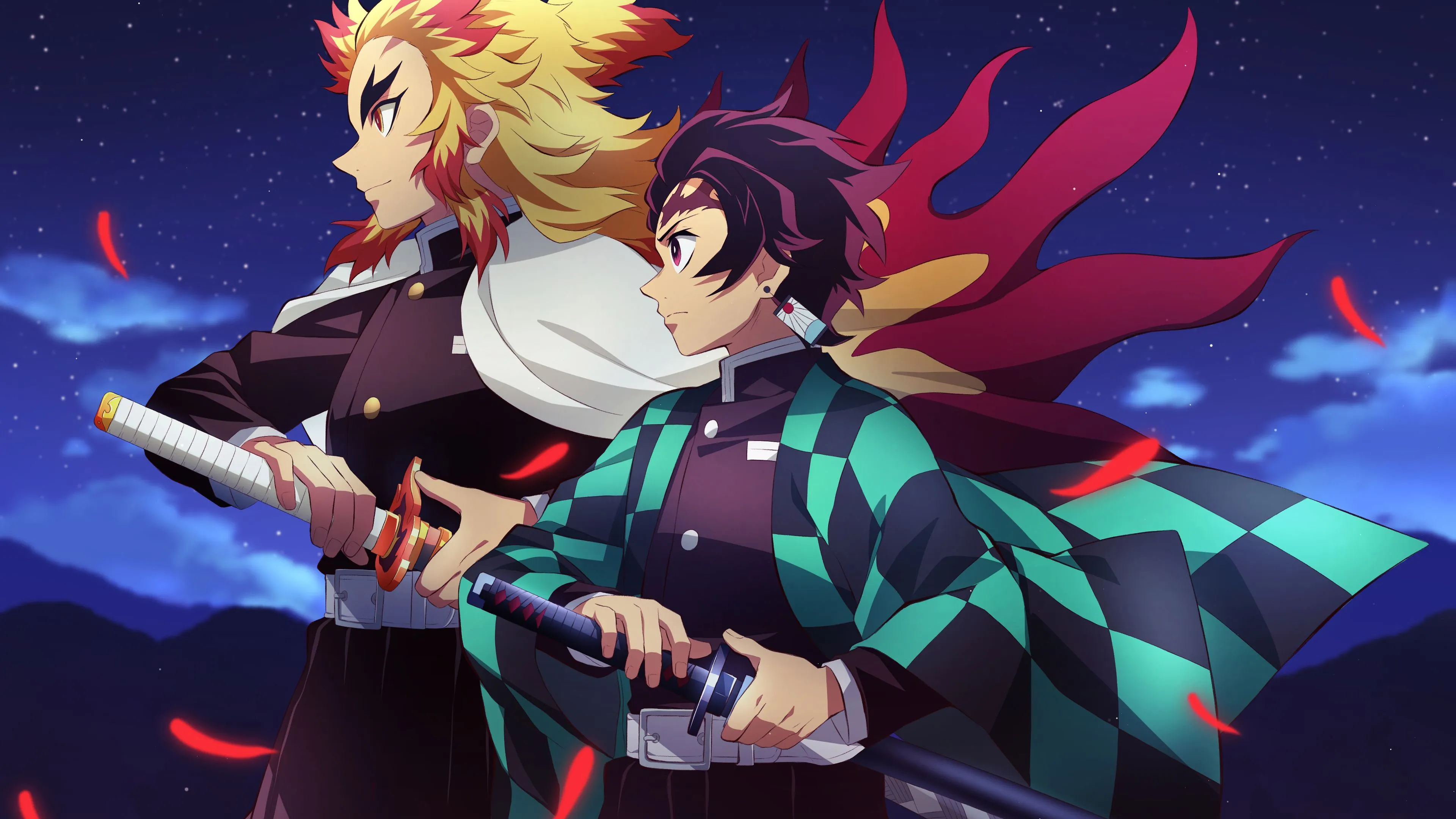 Kyojuro Rengoku Tanjiro Kamado 4K HD Demon Slayer Kimetsu no Yaiba Wallpaper