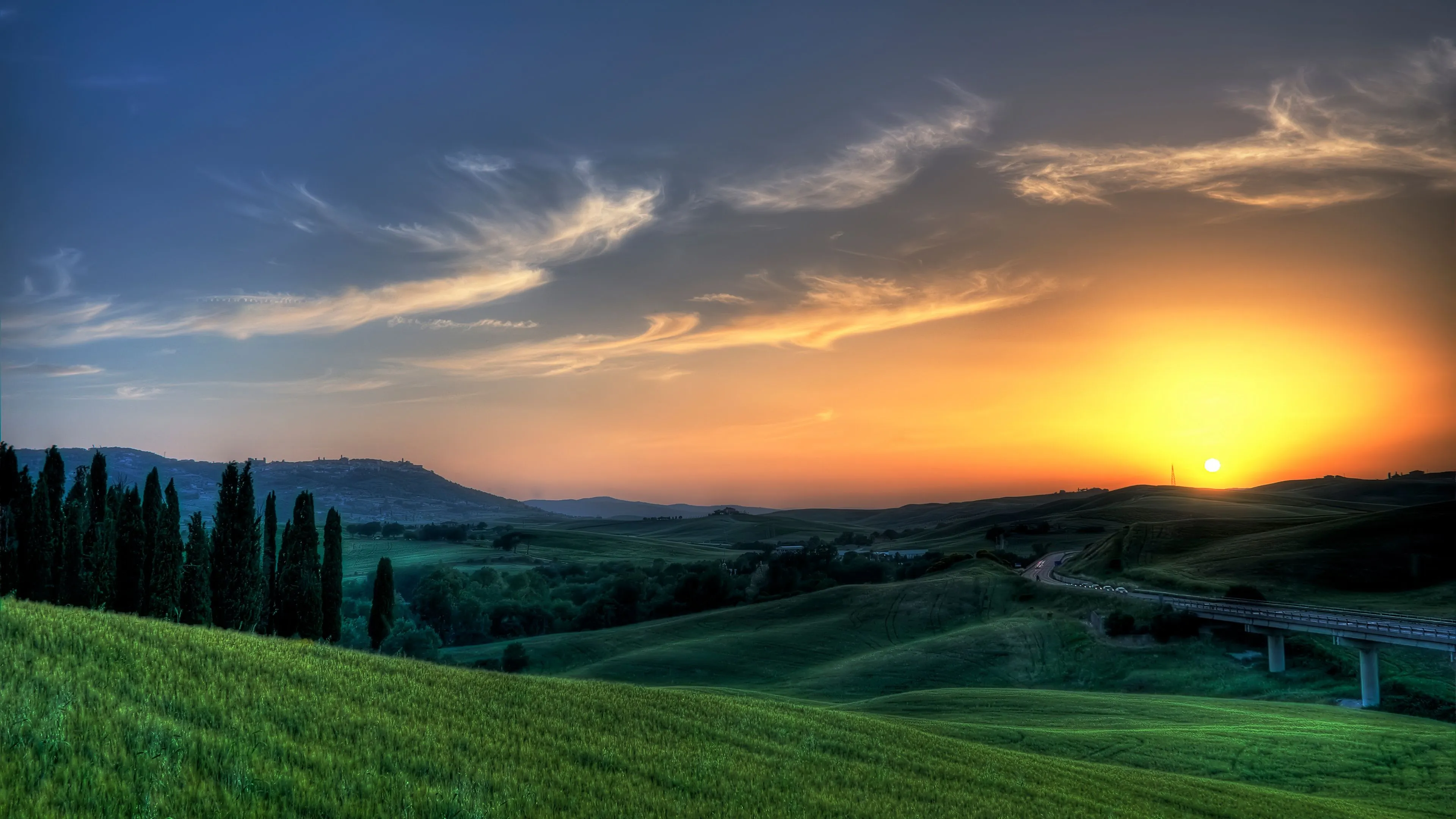 Tuscany Wallpaper 4K, Sunset, Landscape, Italy, HDR, 5K