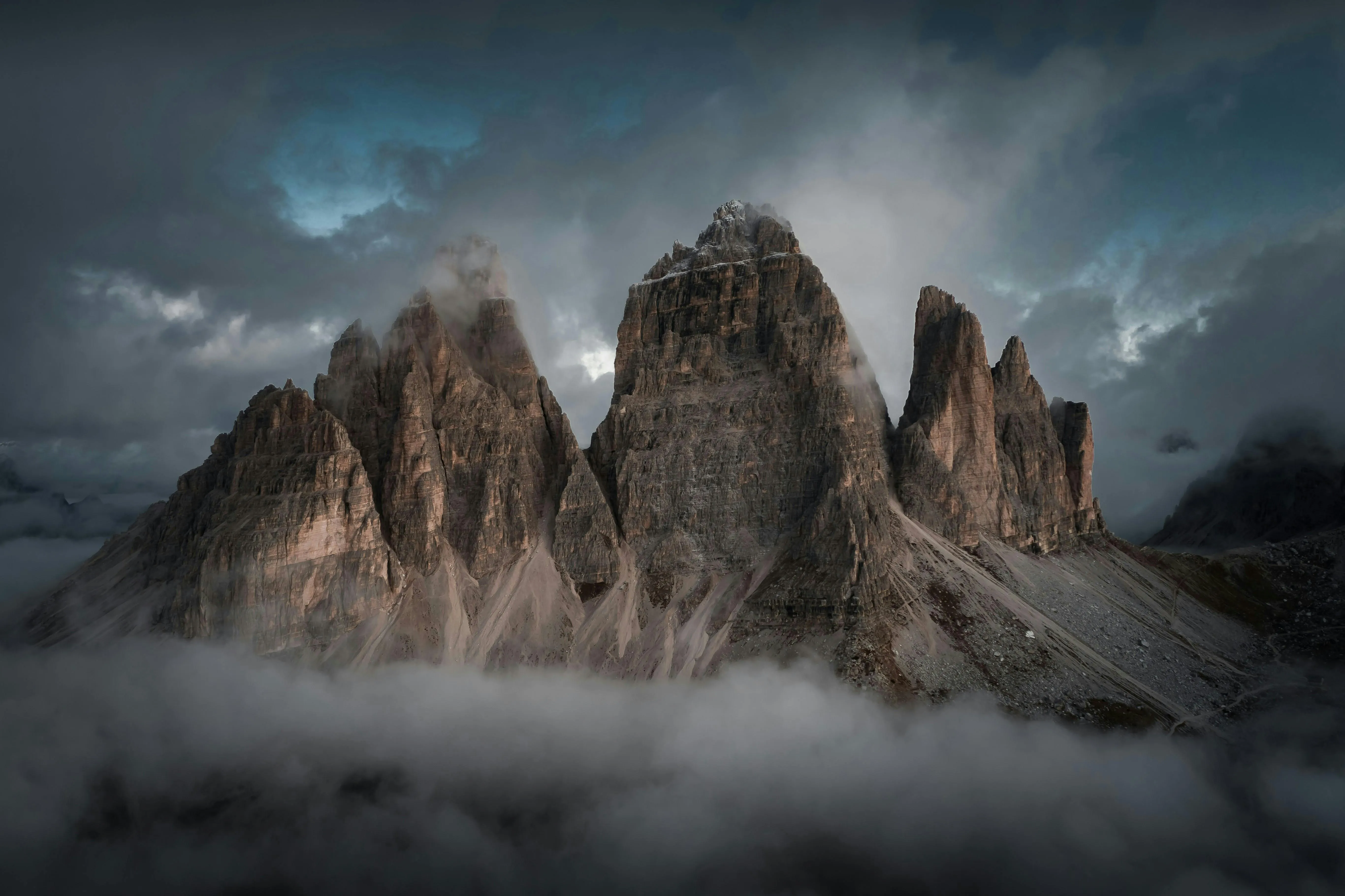 The dolomites, italy, with clouds and fog · Free