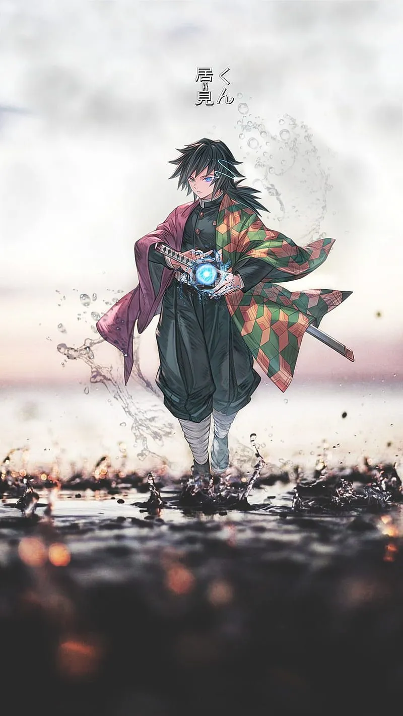Giyuu tomioka, anime, animes edit, art, demon slayer, hashira, kimetsunoyaiba, HD phone wallpaper
