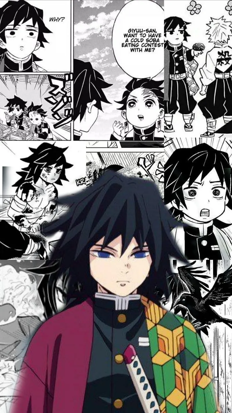 Giyuu tomioka, water pillar, collage, demon slayer, HD phone wallpaper