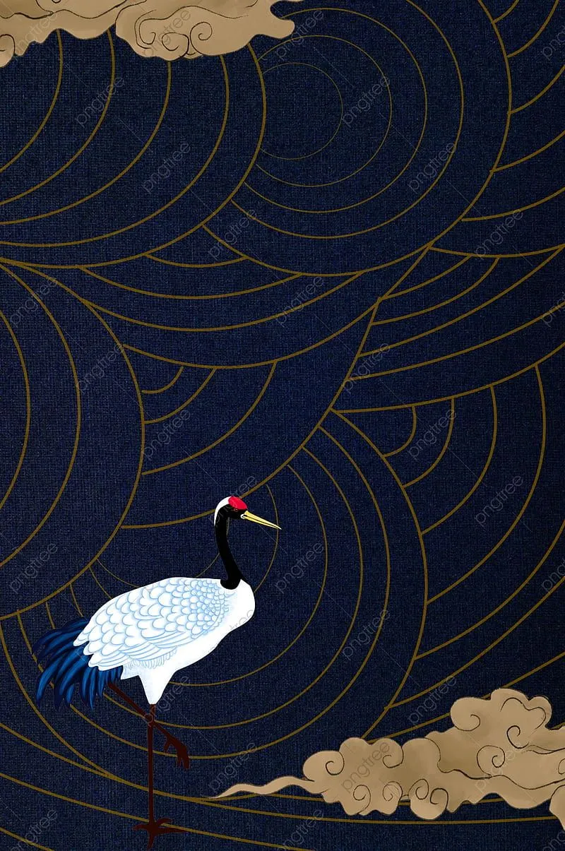 Japanese Style Minimalist Lines Cranes Clouds And Wind Background, Japanese, HD phone wallpaper