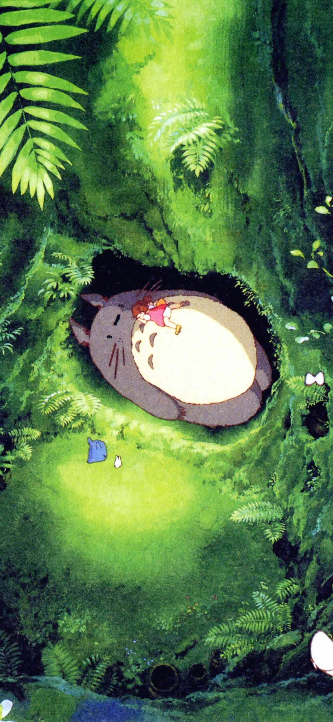 iPhone X wallpaper. japan totoro art green anime illustration