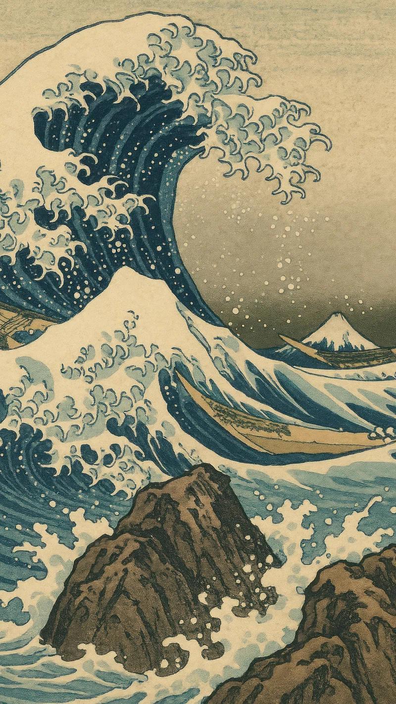 Iconic wave art mobile wallpaper. Premium Photo Illustration