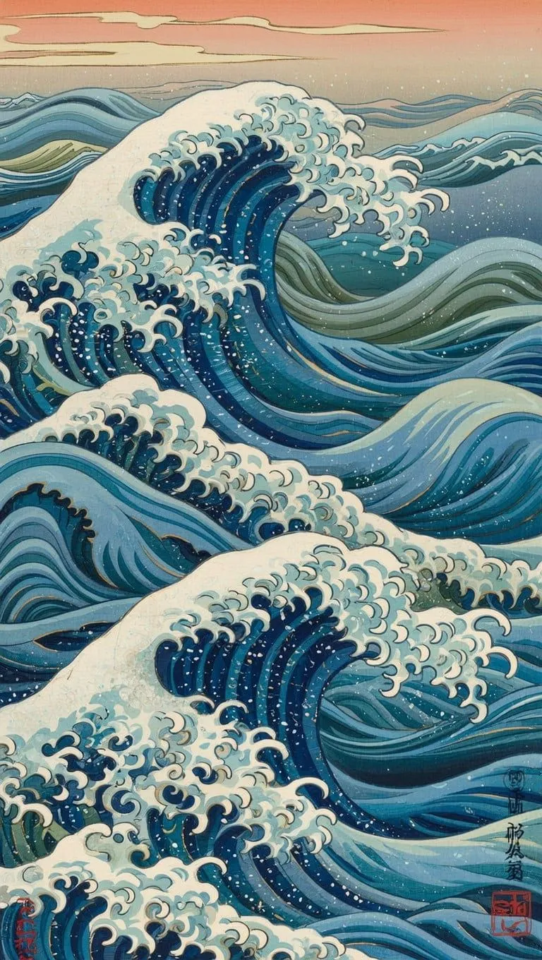 Free Flowing Ukiyo E Waves Image, Waves, Japanese