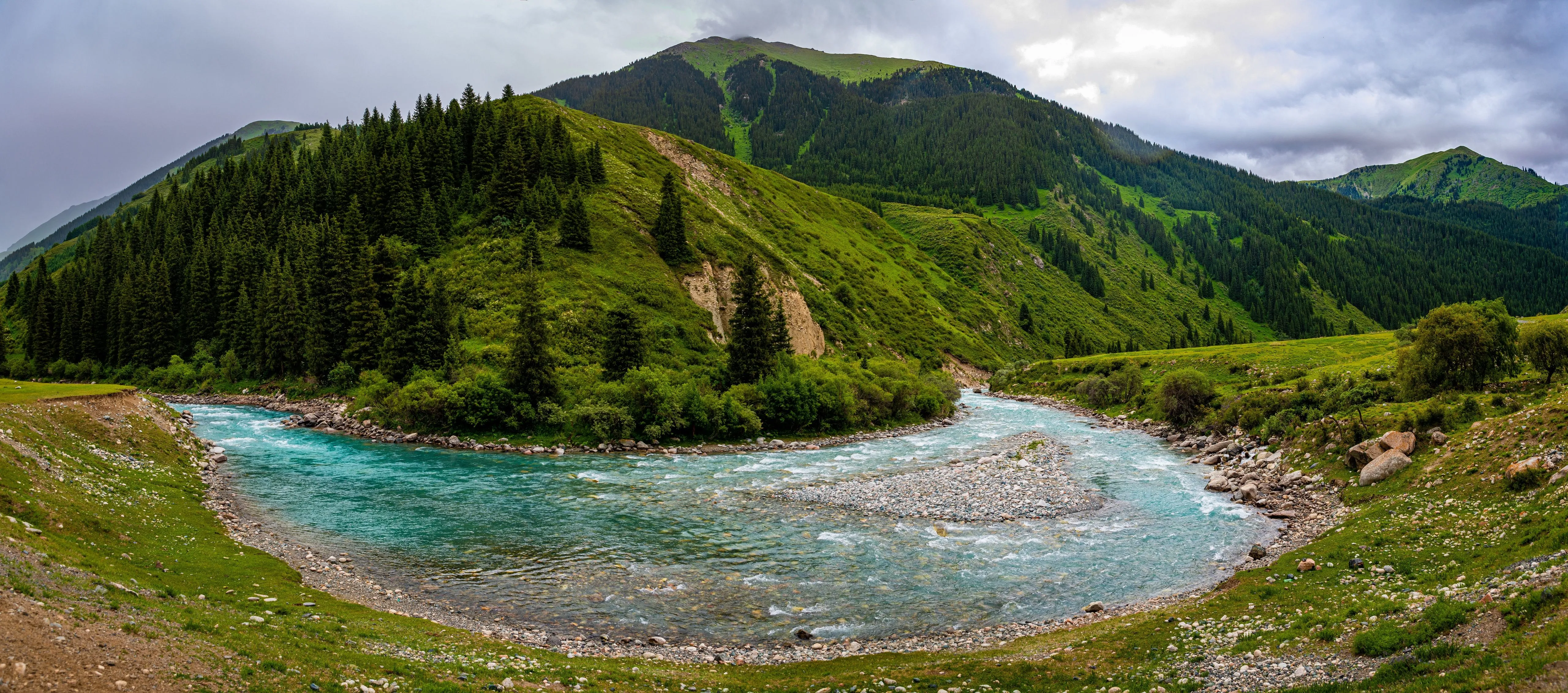4K, 5K, Kyrgyzstan, Chuy Province, Mountains, Rivers, Scenery, Panorama, HD Wallpaper