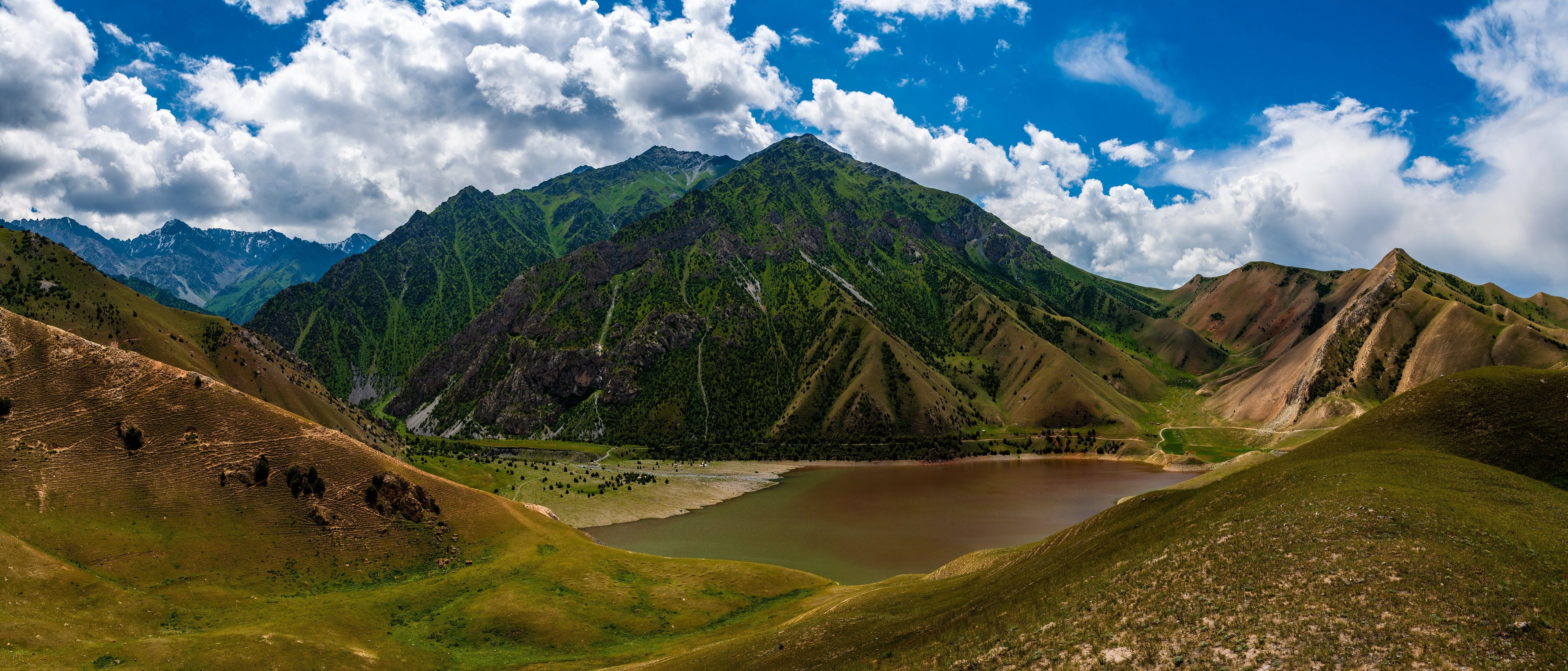 4K, 5K, 6K, Kyrgyzstan, Mountains, Panorama, Clouds, HD Wallpaper