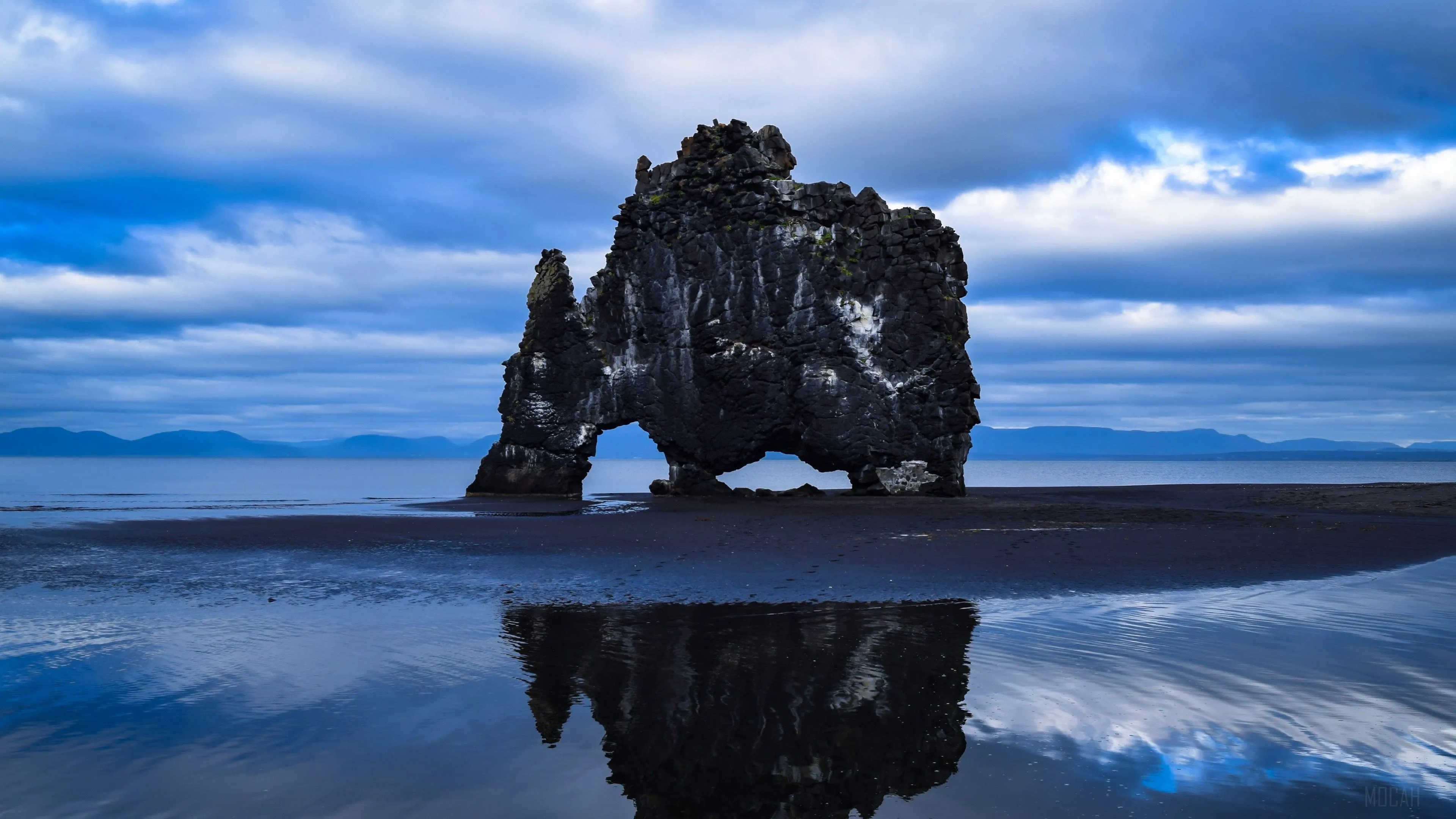 rock, sea, coast, basalt stack, hvitserkur, iceland 4k, HD Wallpaper