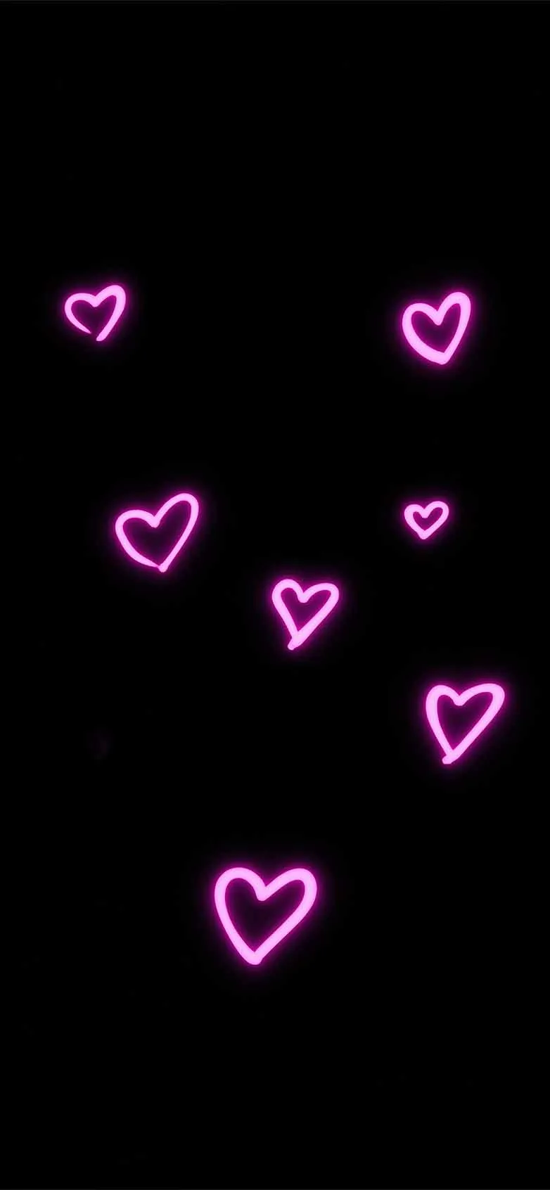 Pink Neon Hearts Black Aesthetic Wallpaper
