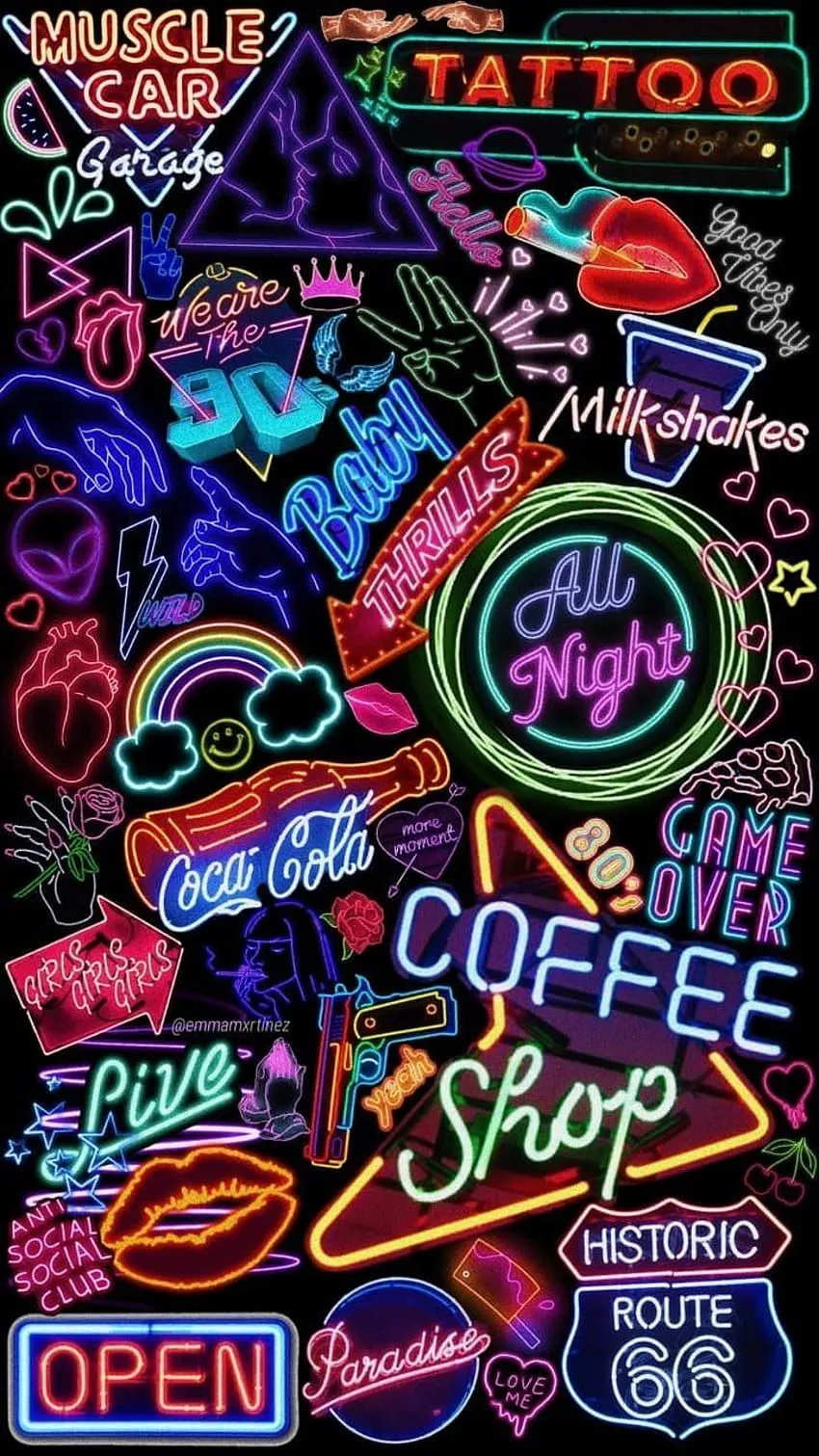 Vintage Neon Lights iPhone HD phone wallpaper