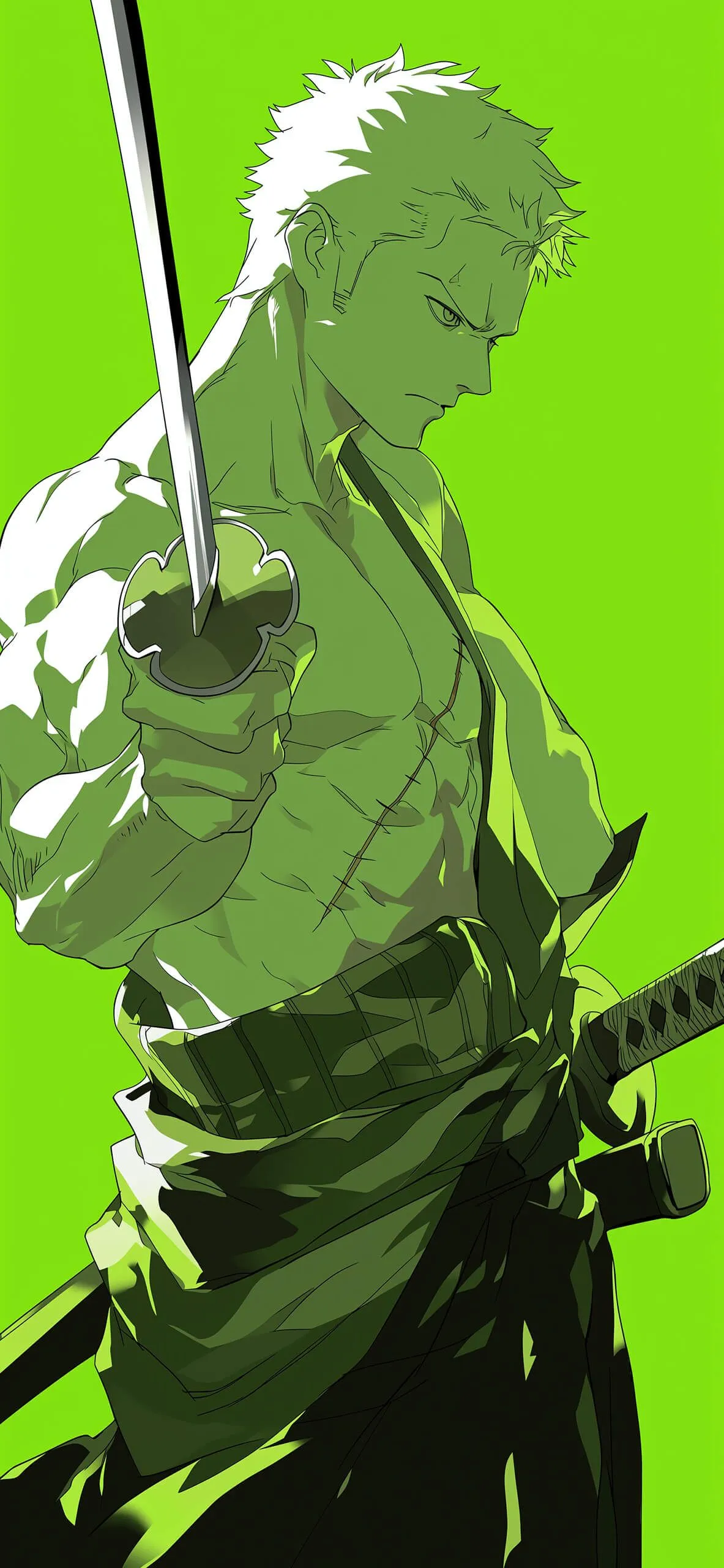 ⚔️ Roronoa Zoro Lime Green Wallpaper Piece Background