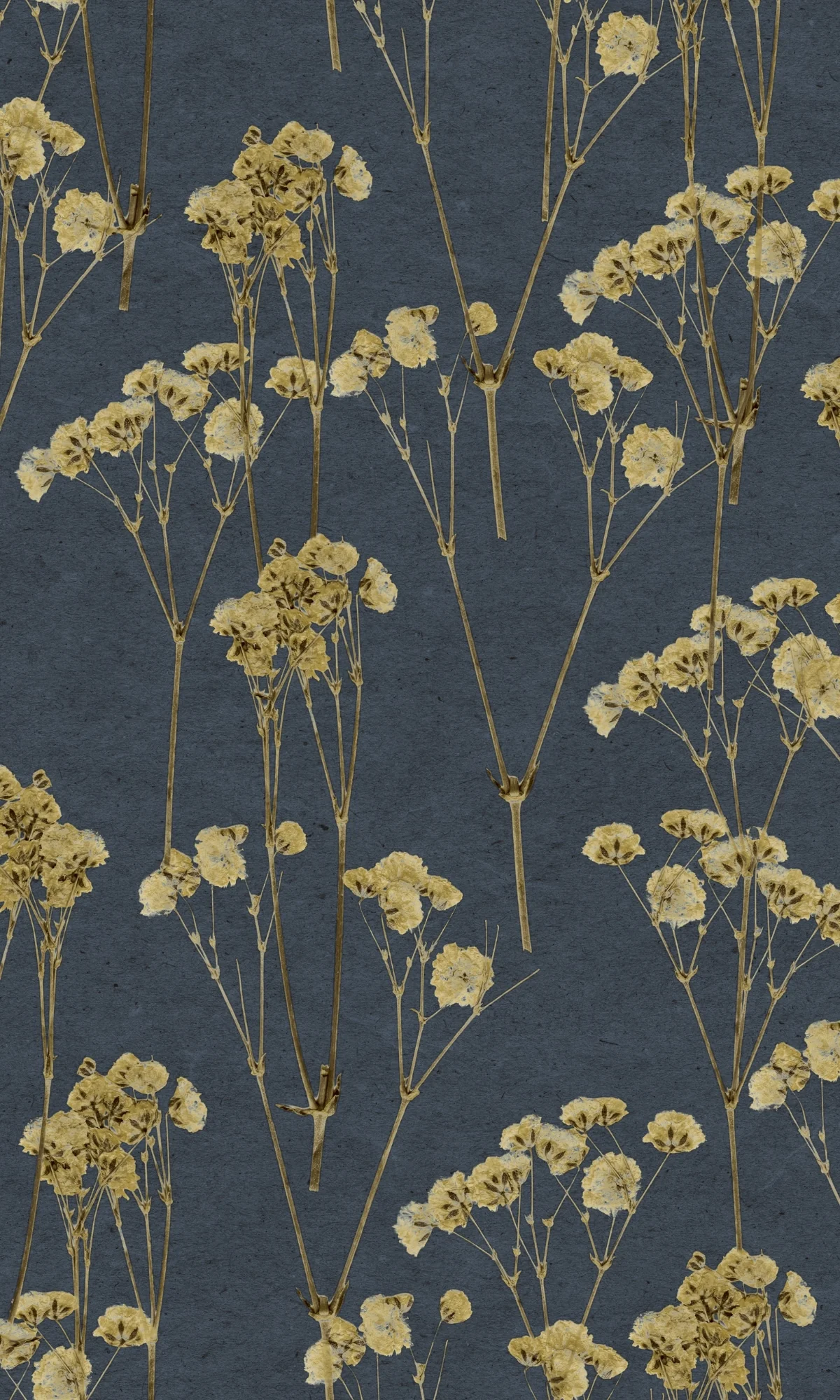 Midnight Navy Minimalist Spry Floral Decoration Wallpaper R9136